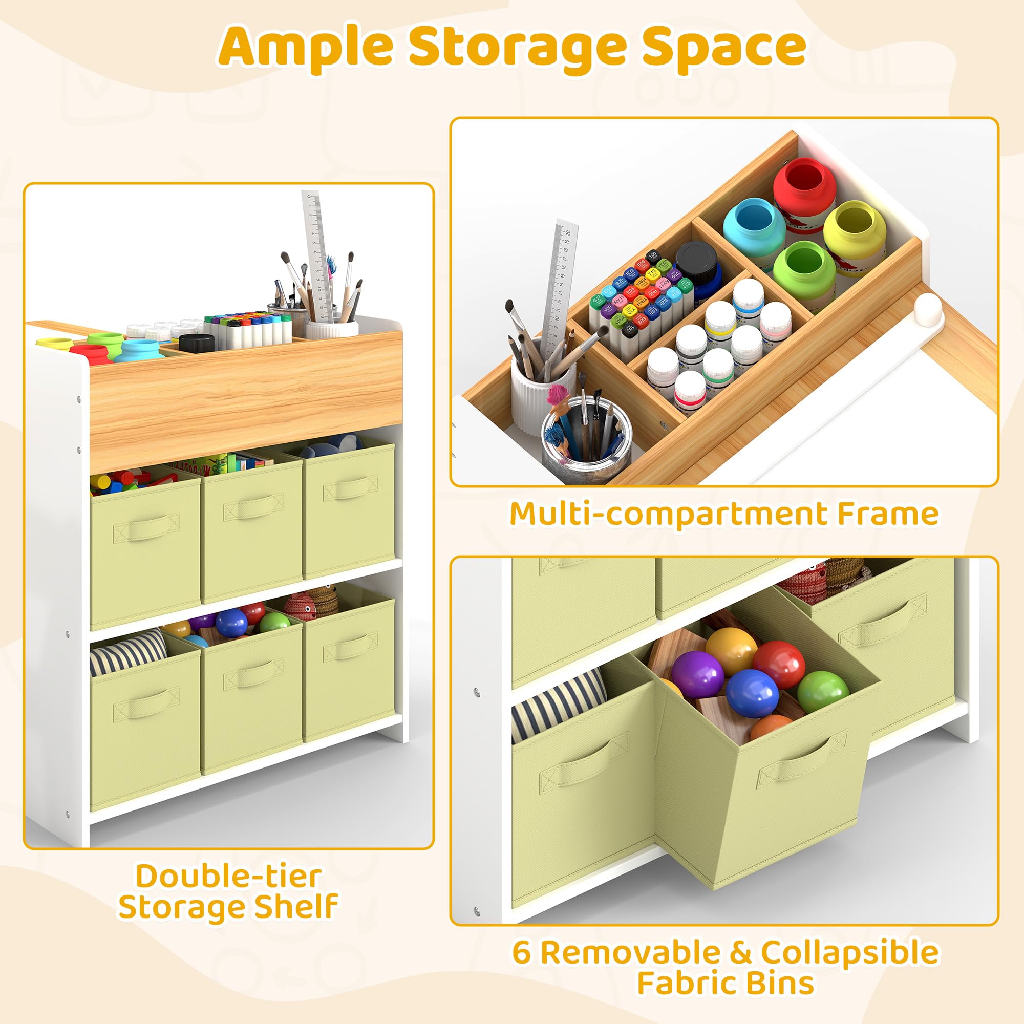 Kids Art Table and Chair Set with Storage Bins and Paper Roll