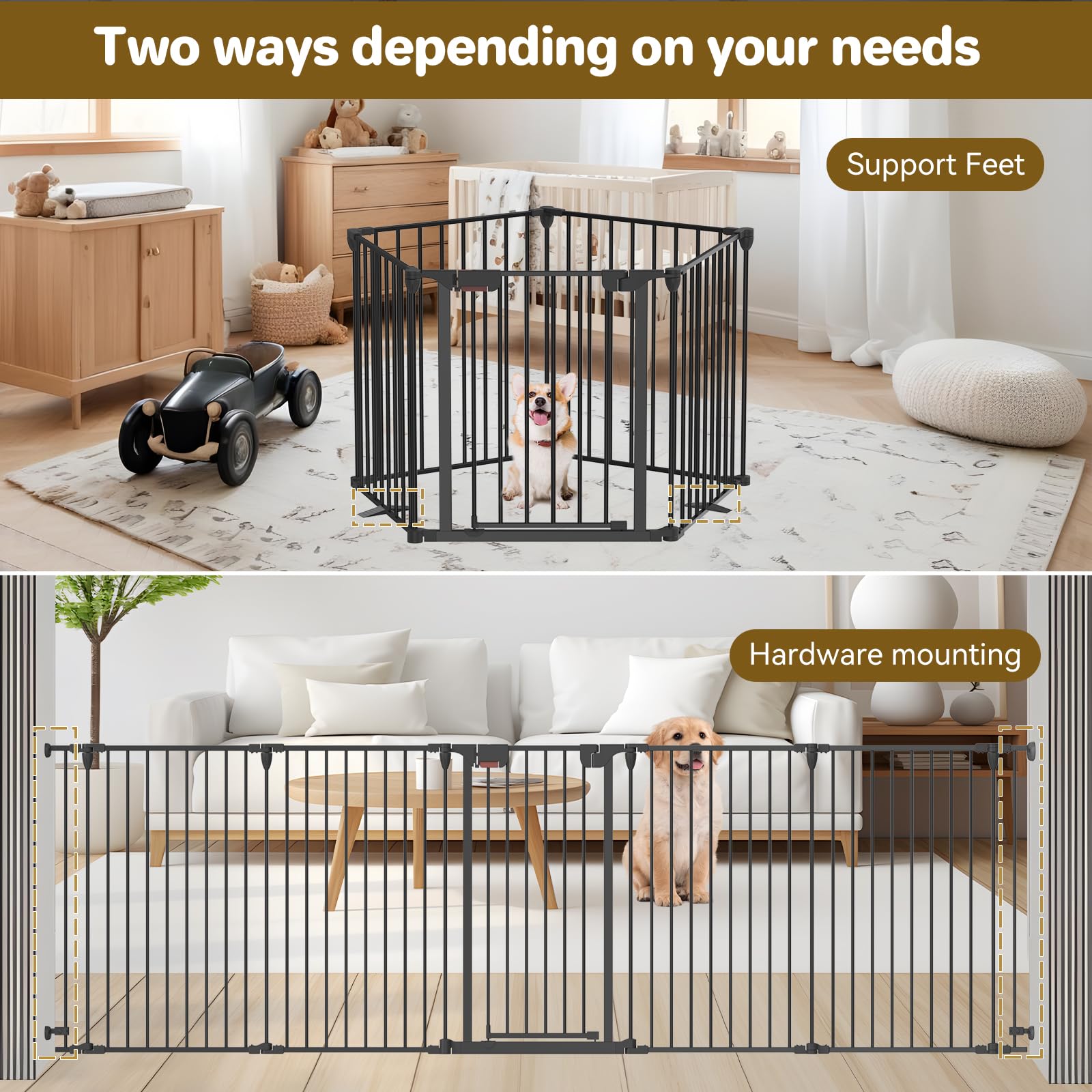 Extra Wide Dog Gate with Auto-Close Door