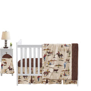 4-Piece Baby Crib Bedding Set (Western Cowboy Print) for Boys