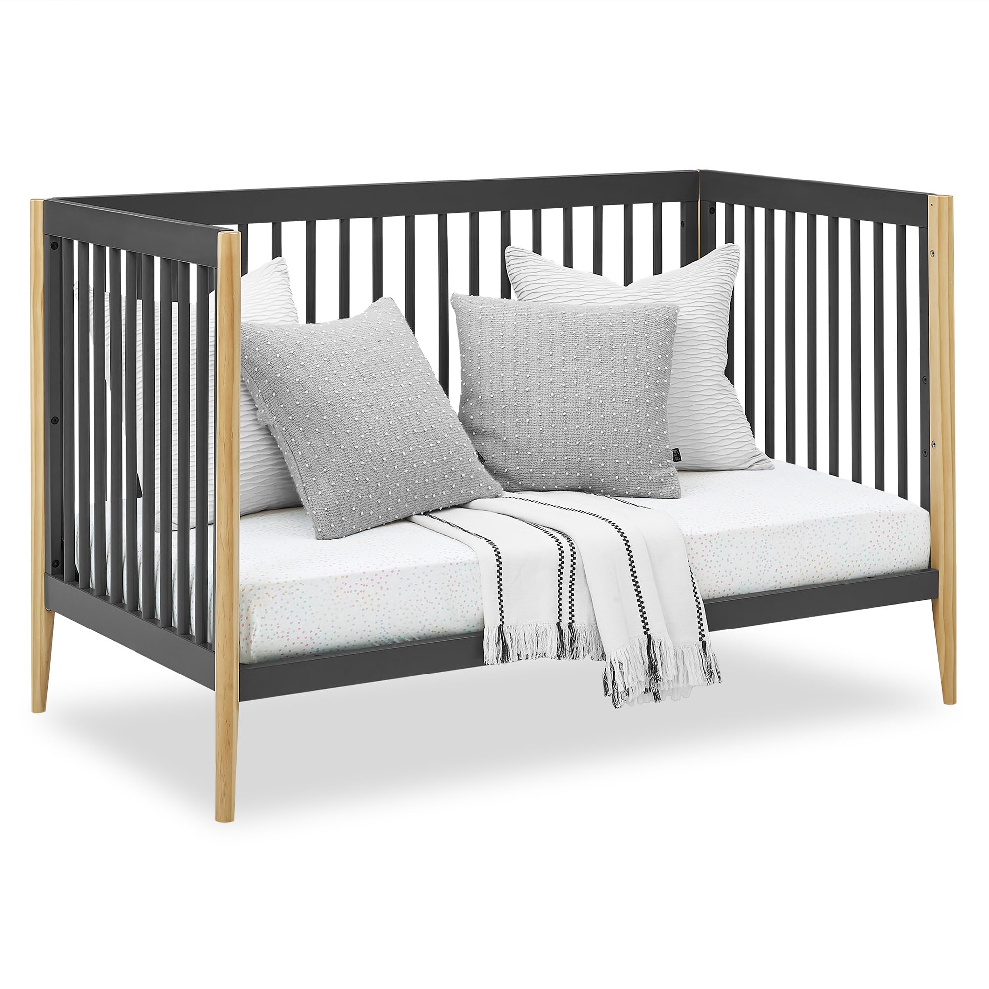 Casey 4-in-1 Convertible Crib - Greenguard Gold Certified, Charcoal/Natural