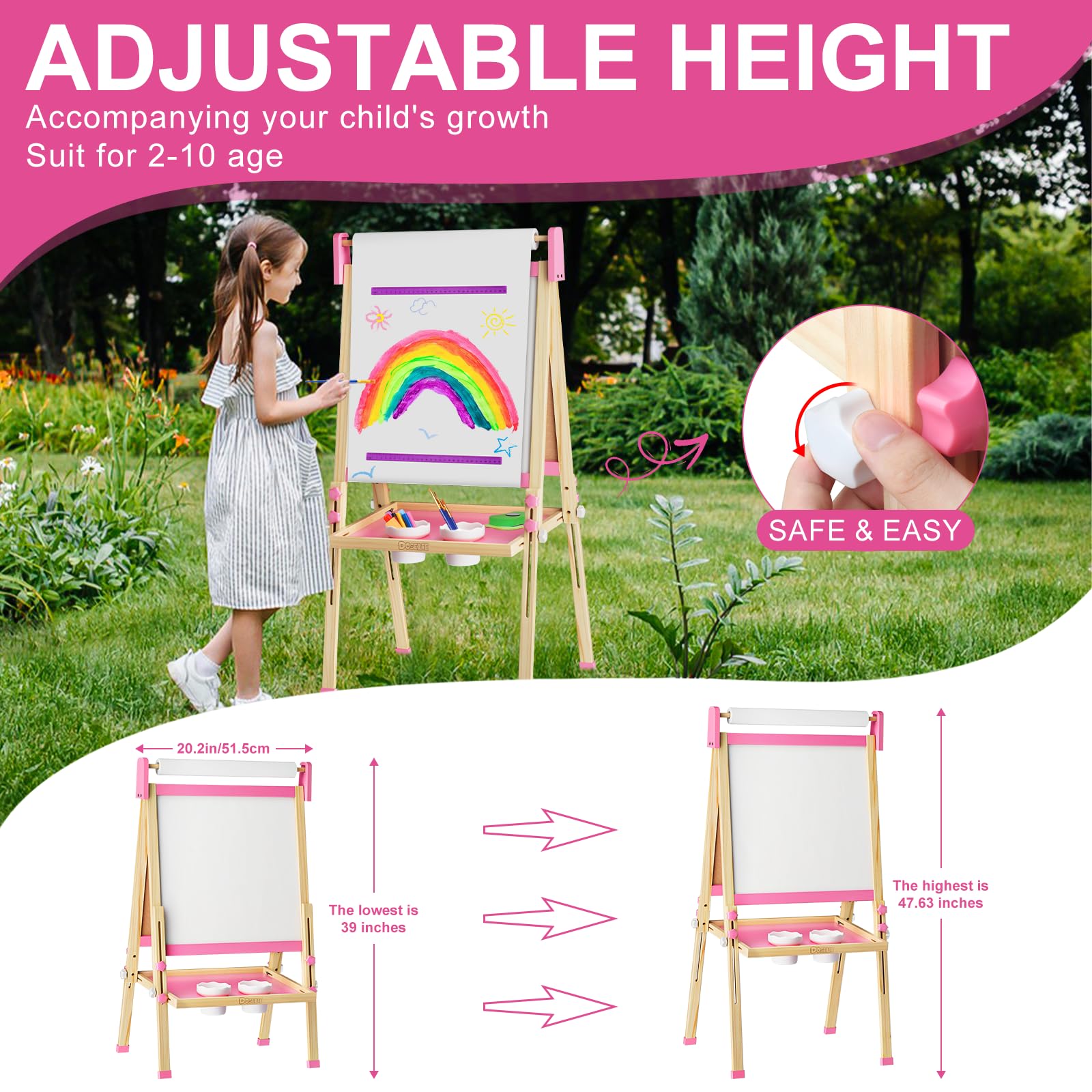 Adjustable Wooden Art Easel for Kids