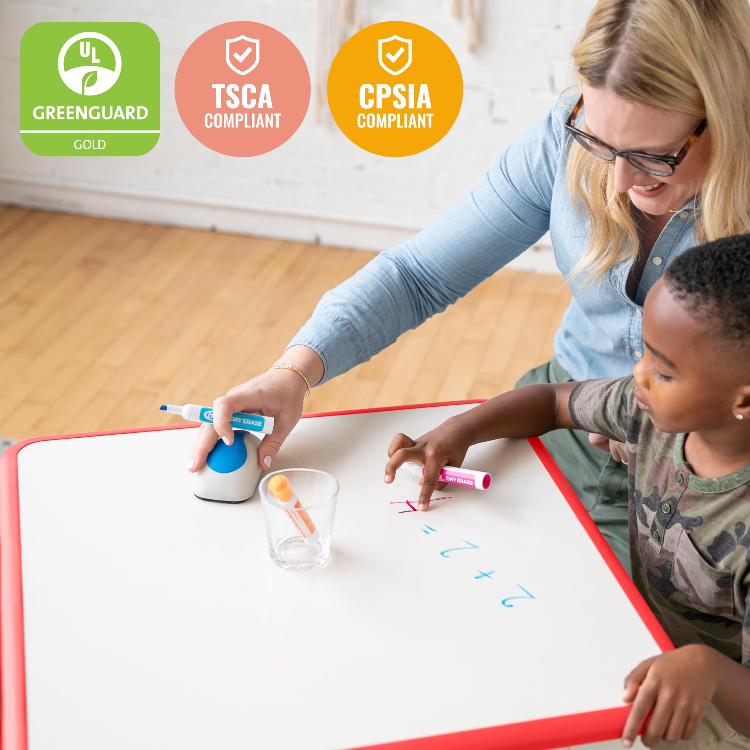 Dry-Erase Activity Table with 2 Adjustable Chairs for Kids