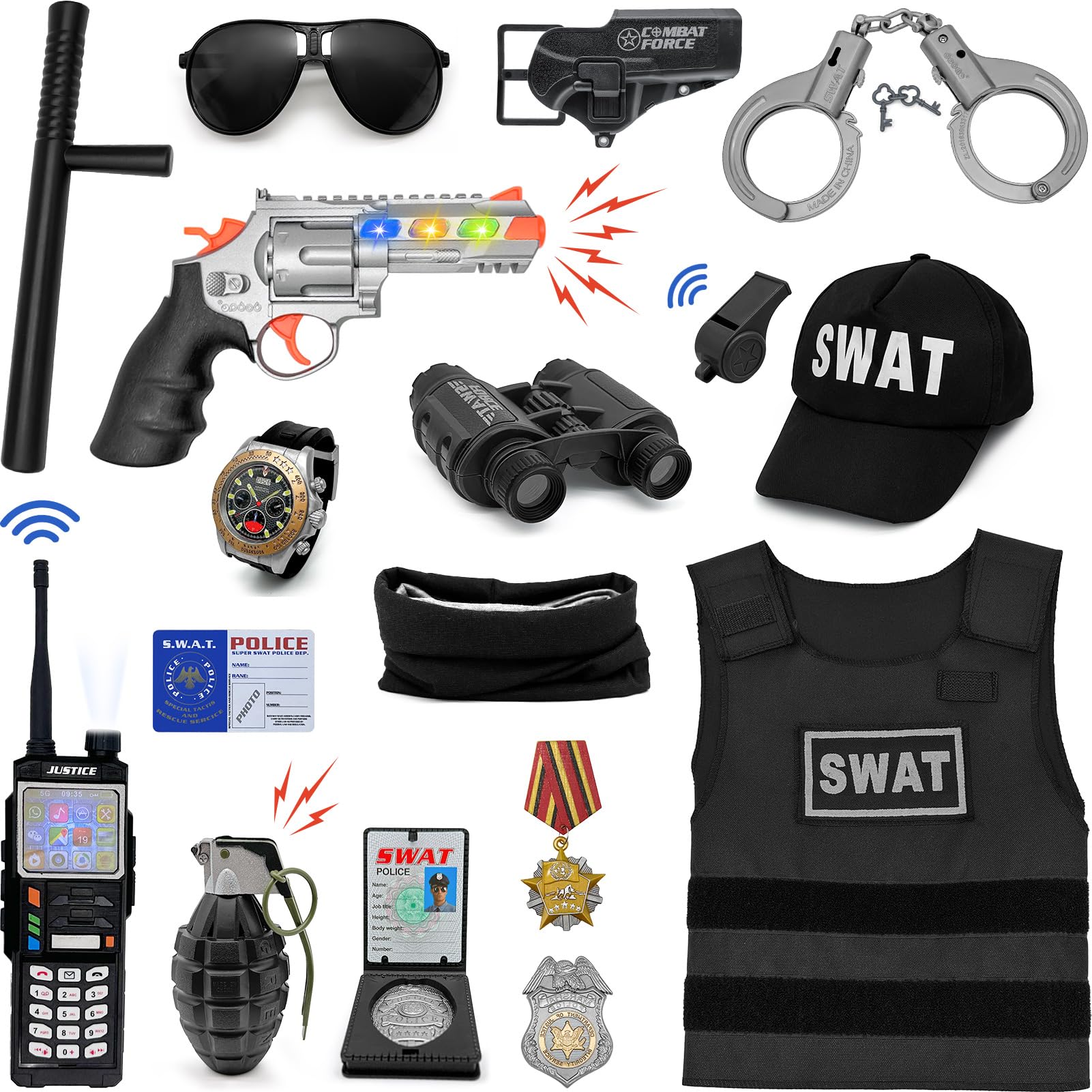 Police Officer Costume For Kids Include Police Baton Badge Handcuffs