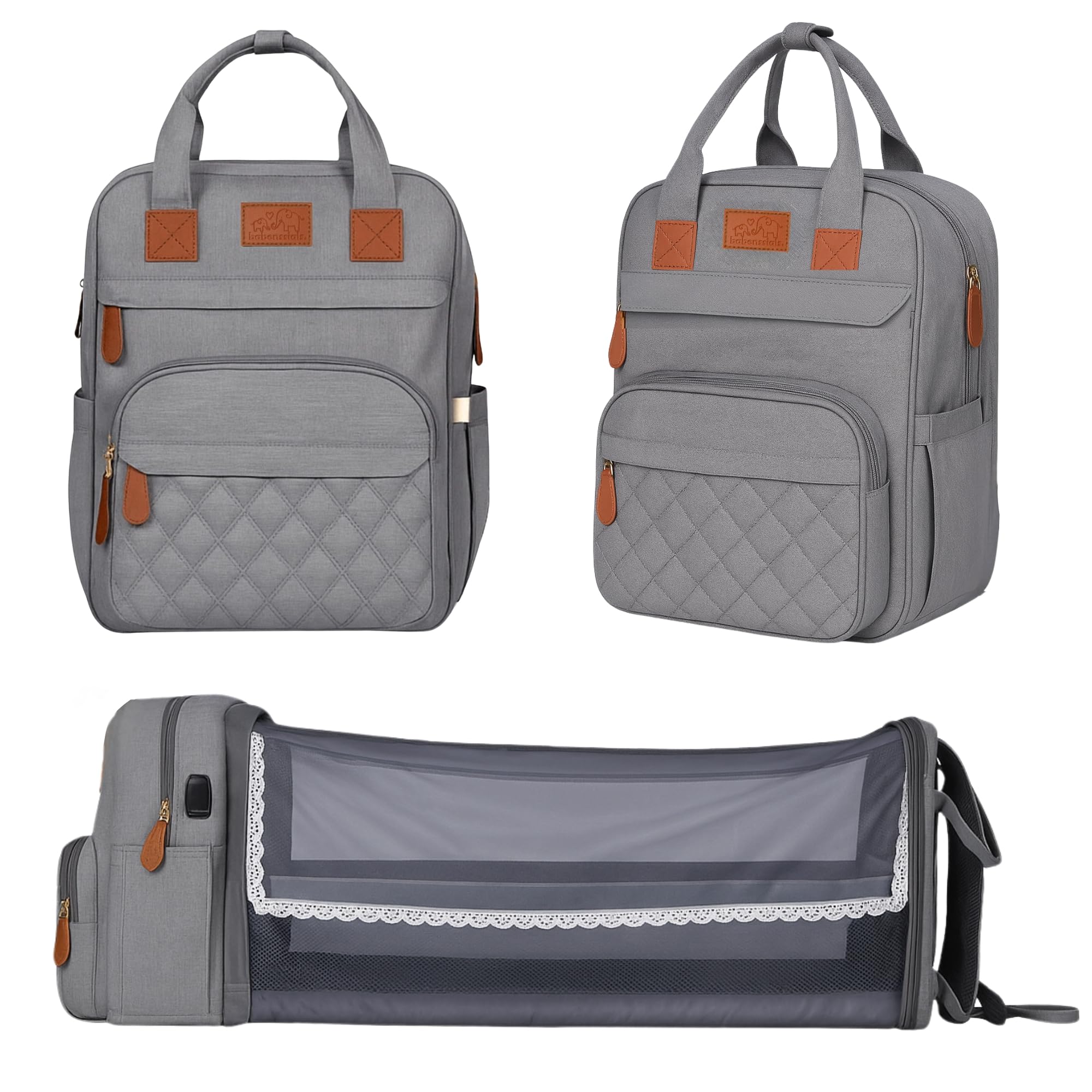 Diaper Bag with Changing Station, Insulated Pockets for Bottles
