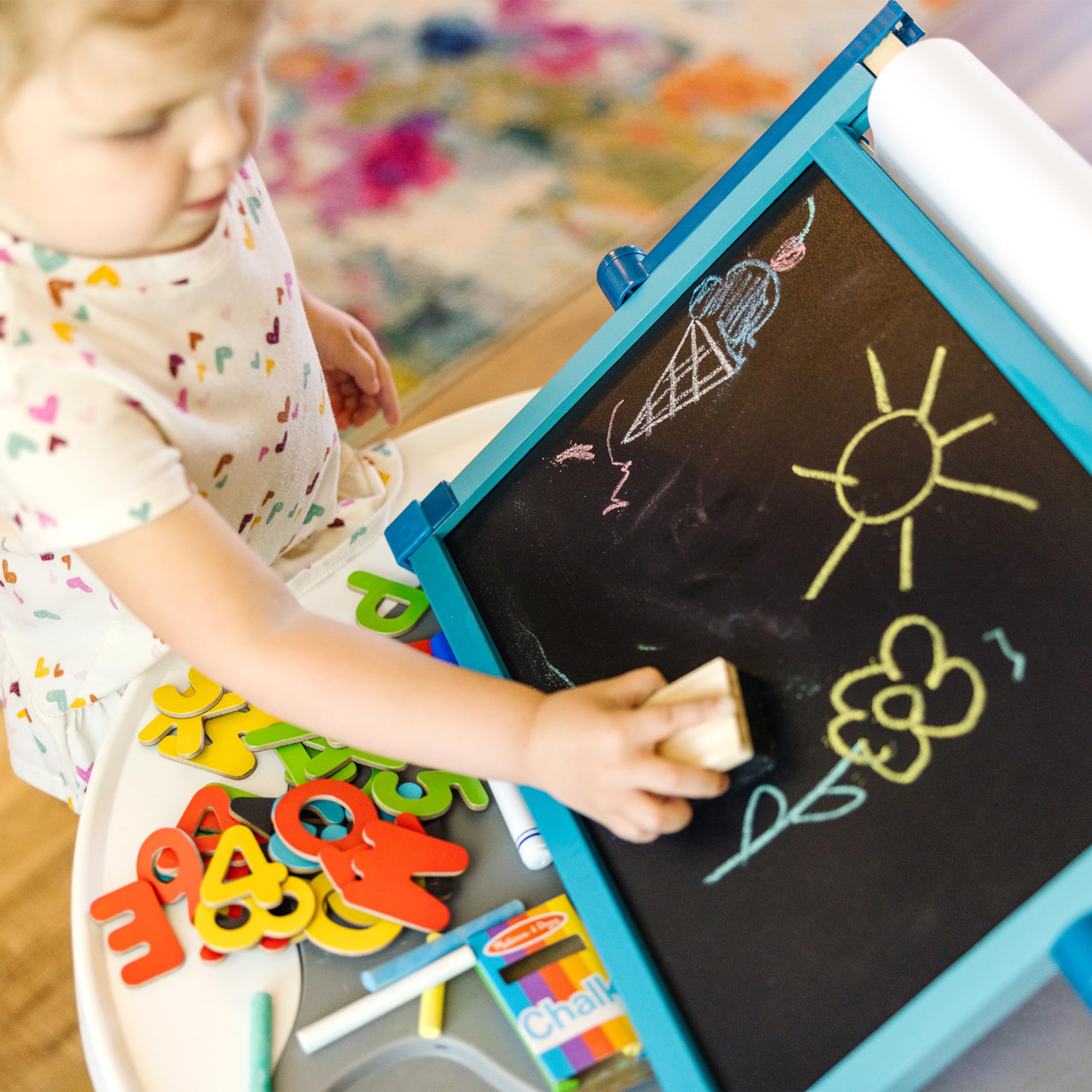 Double Sided Tabletop Art Easel with Magnetic Board