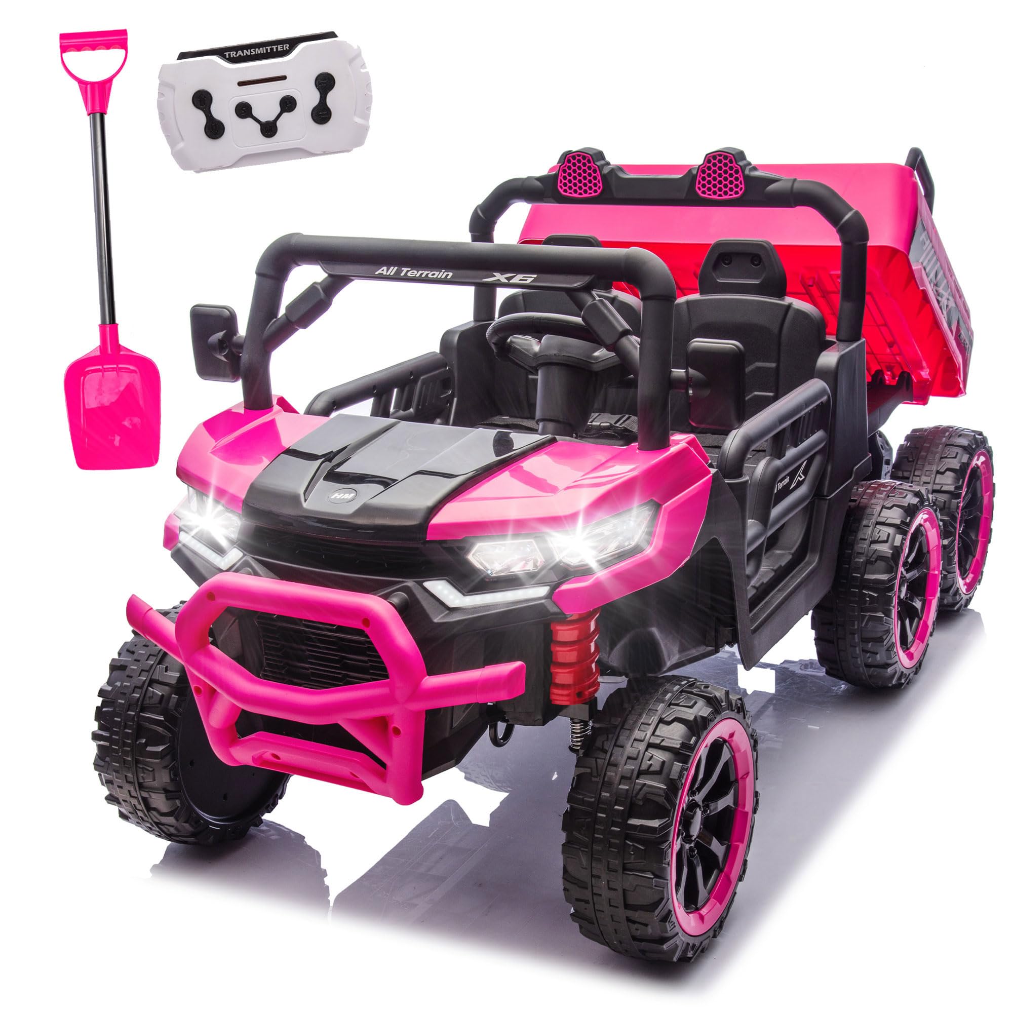 24V Ride On Toys for Big Kids, 4WD 6X6 2 Seater Ride On Dump Truck with Remote Control