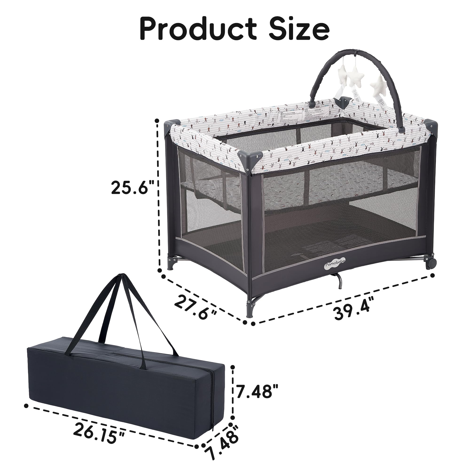 Portable Playard with Bassinet and Padded Mat