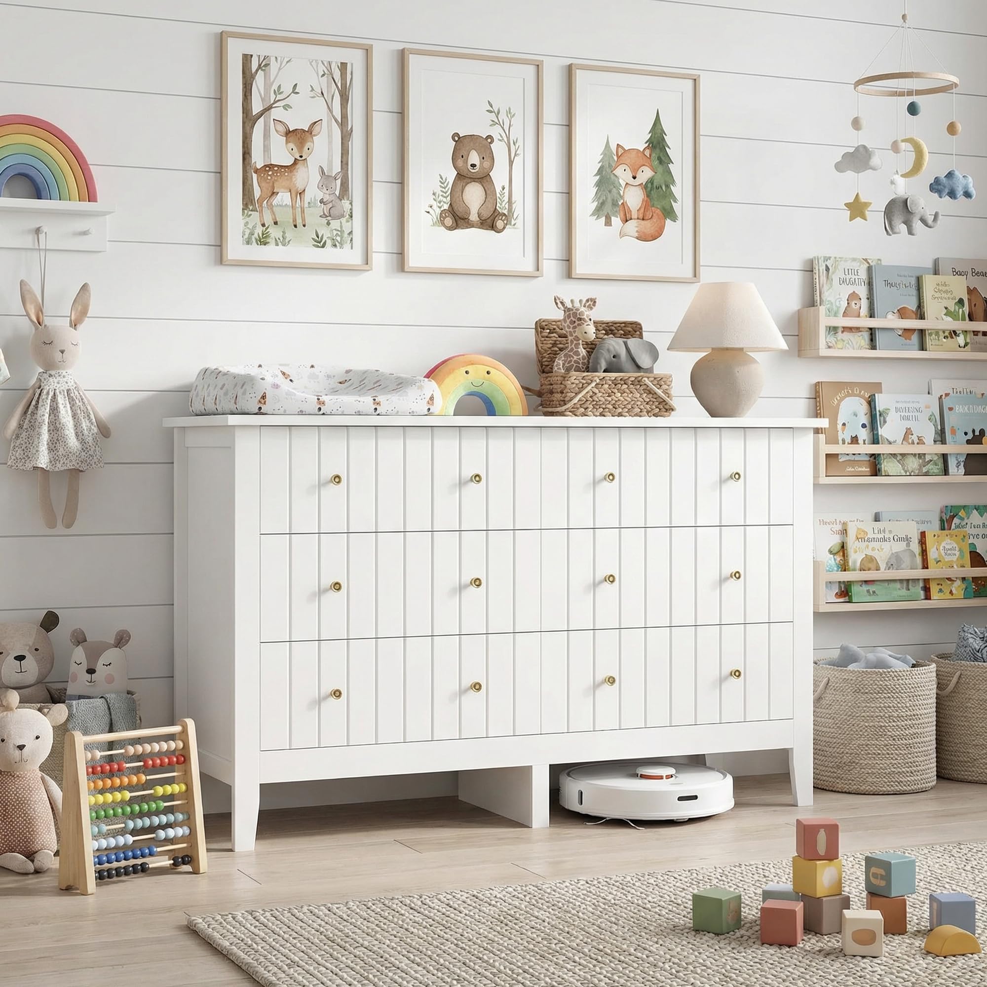 6 Drawer White Dresser with Deep Storage