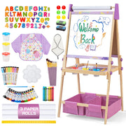 Kids Art Easel 3-in-1 Adjustable Wooden Magnetic