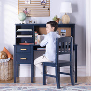 Taiga Kids Desk and Chair Set with Hutch - Navy: Wooden Computer Desk & Workstation