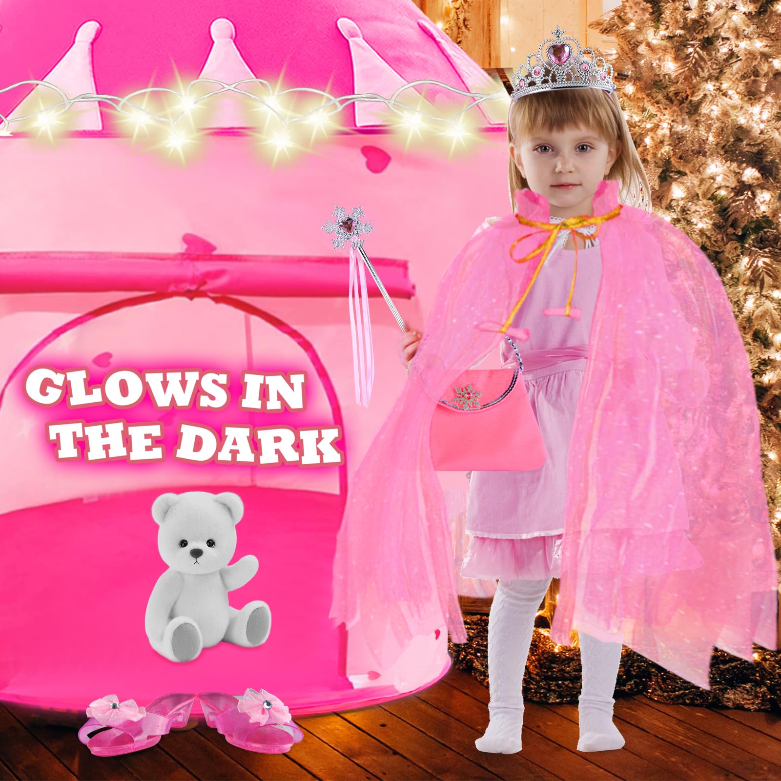 Princess Castle Play Tent with LED Stars