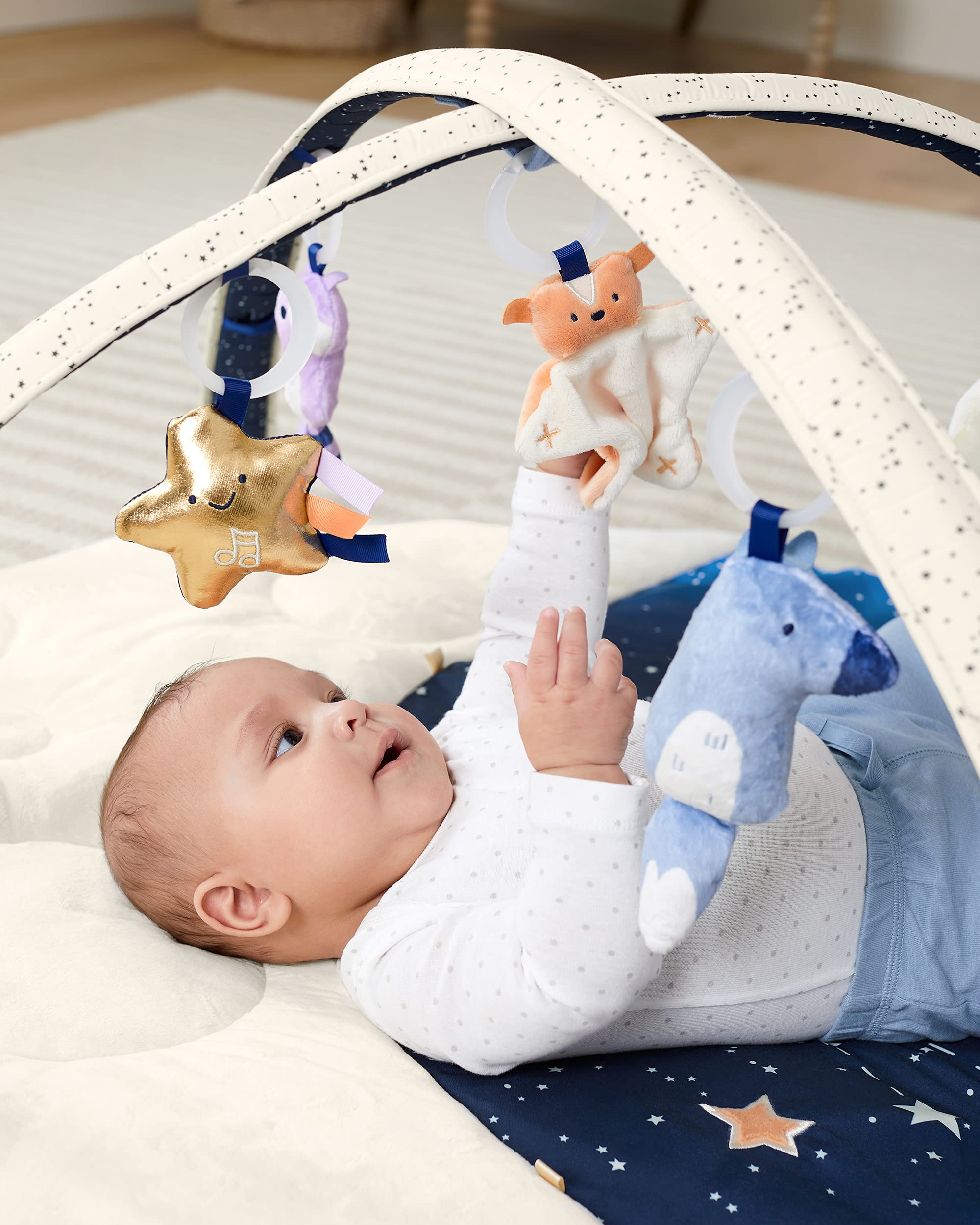 Tummy Time Mat, 3-in-1 Activity Baby Play Gym, Age 0+, Celestial Dreams, Grey