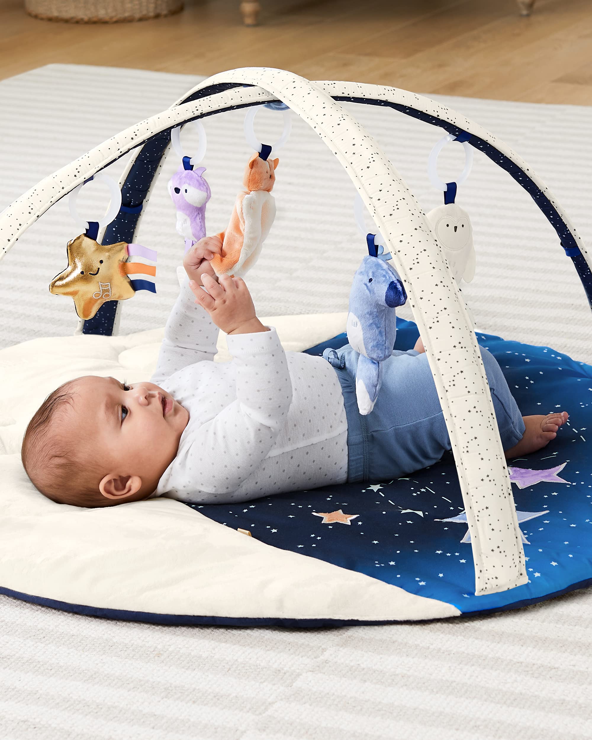Tummy Time Mat, 3-in-1 Activity Baby Play Gym, Age 0+, Celestial Dreams, Grey