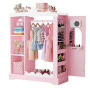 Kids Armoire with Jewelry Cabinet, Dress up Storage with Mirror