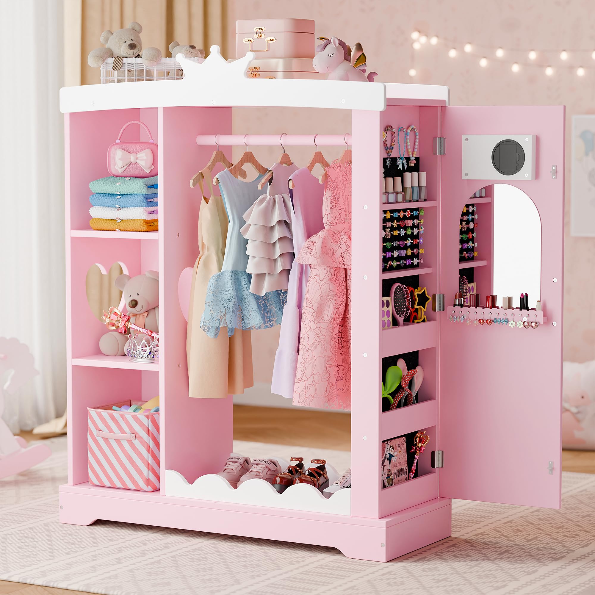 Kids Armoire with Jewelry Cabinet and Mirror