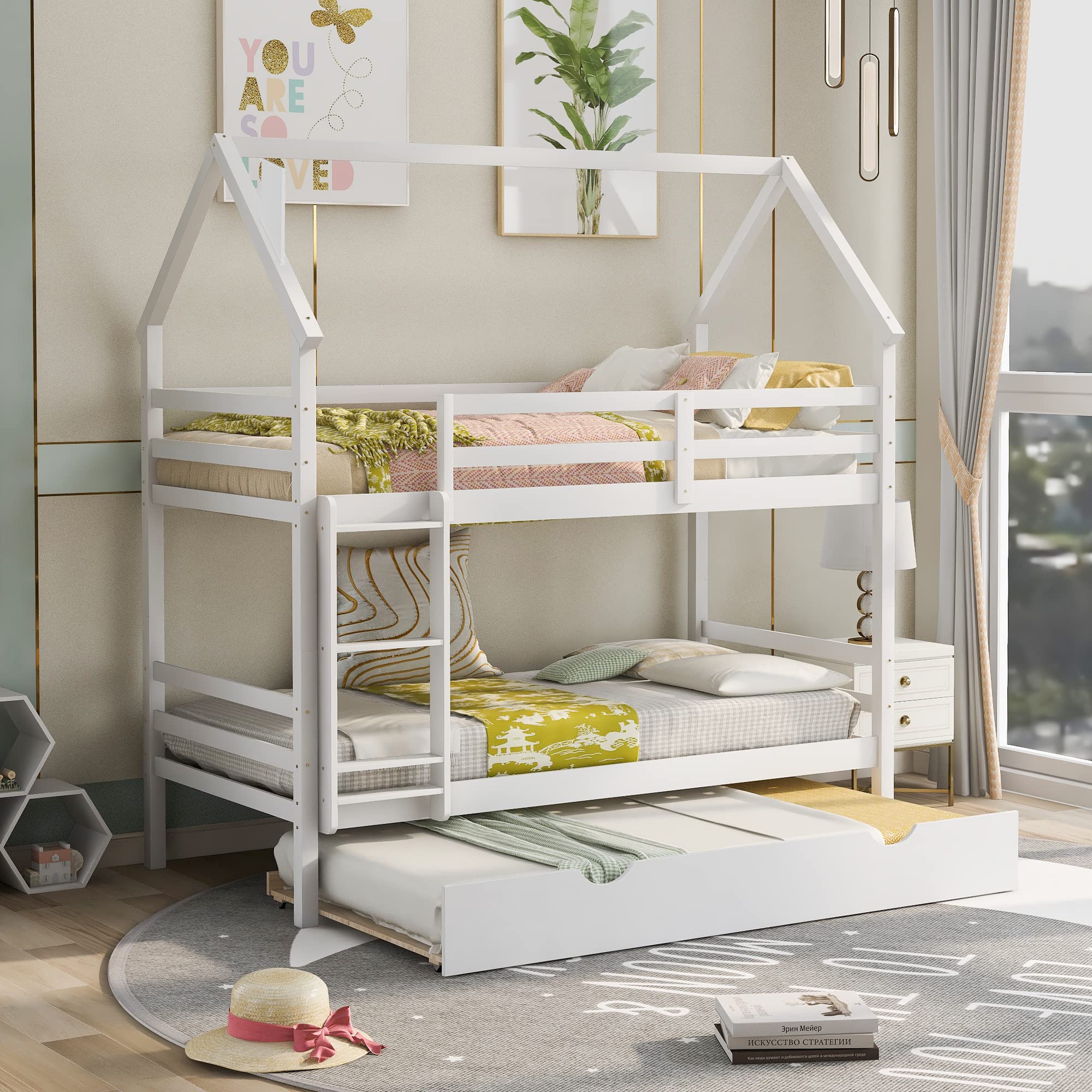 Twin Size Bed Frame for Bedroom Twin Over Twin House Bunk Bed