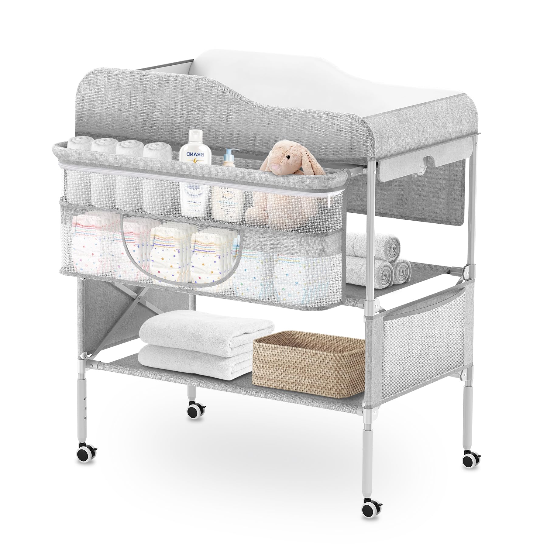 Foldable Baby Diaper Changing Table with Storage