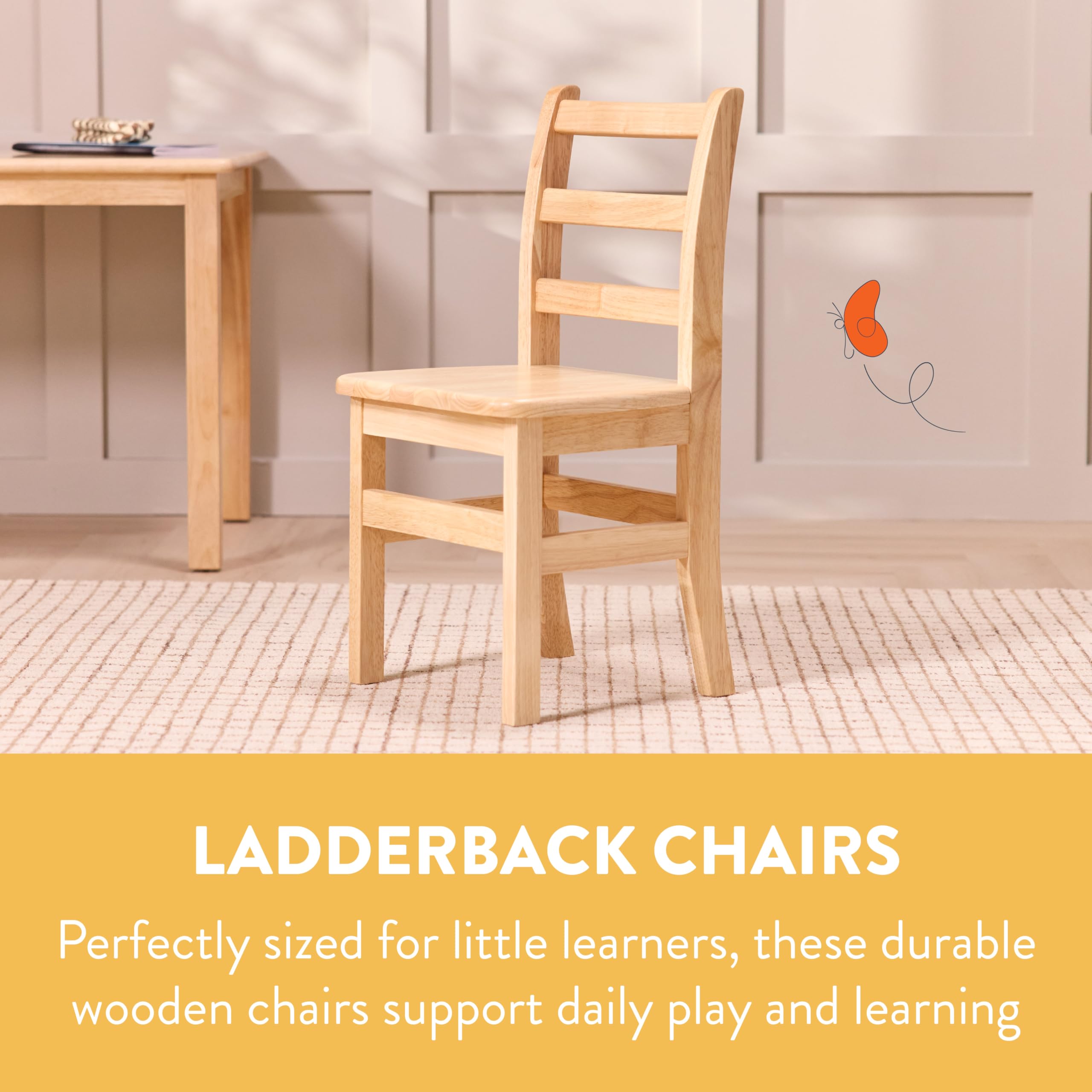 Wooden Ladderback Kids Chairs 2-Pack