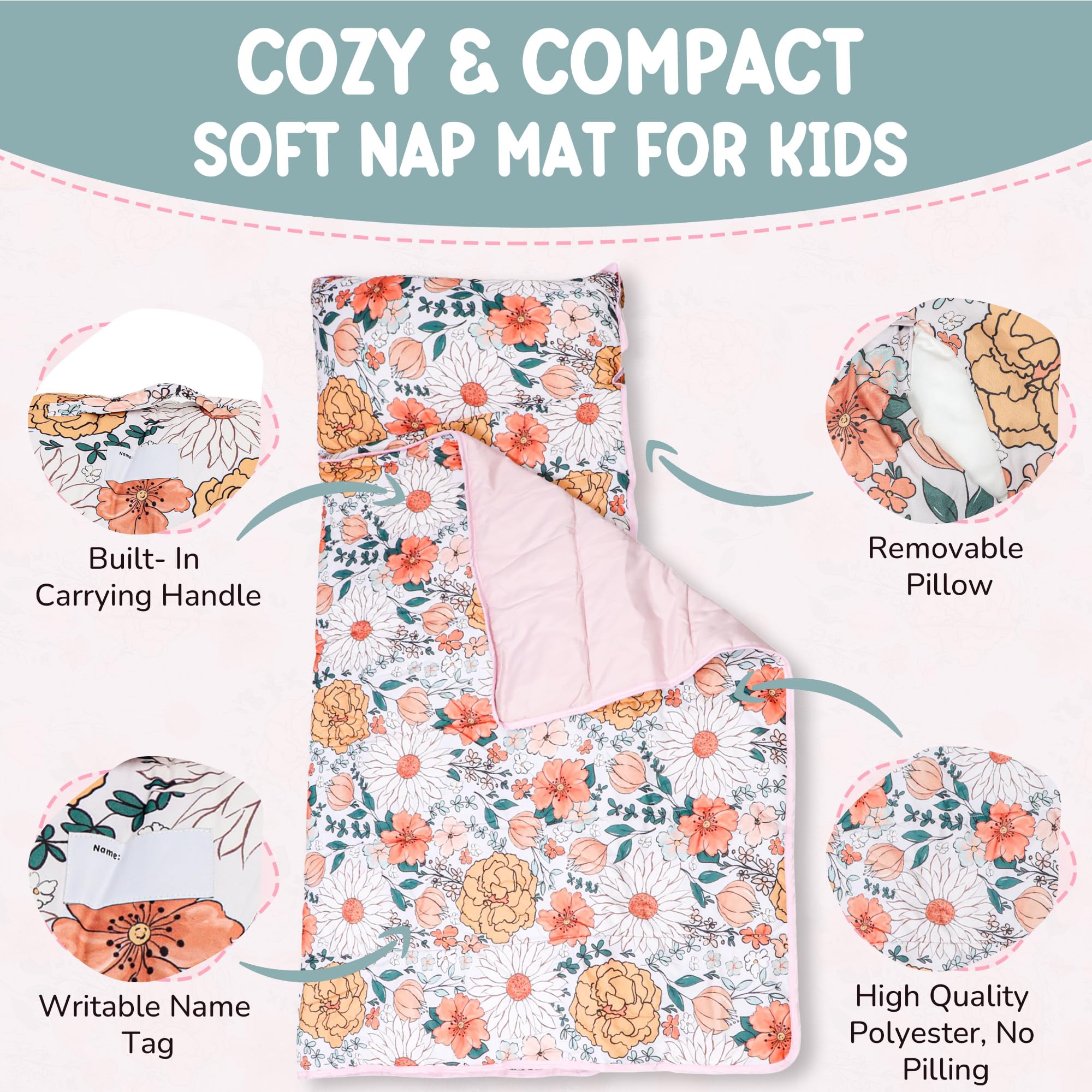 Toddler Nap Mat with Pillow and Blanket