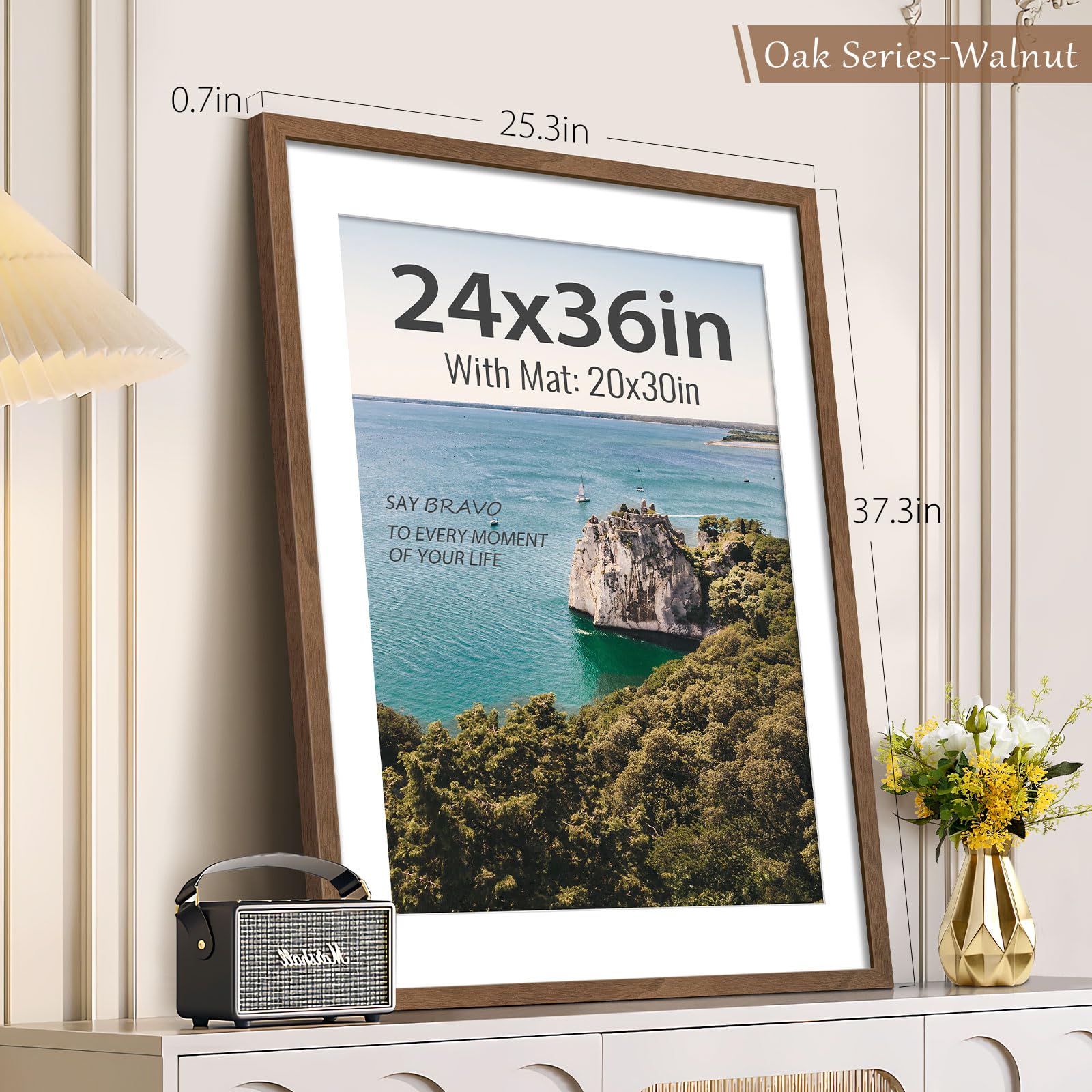 24x36 Poster Frame 5 Pack, Natural Wood Grain Brown Walnut,