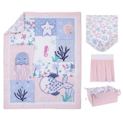 Mermaid Lagoon Pink, Blue and White Undersea Friends 4 Piece Nursery