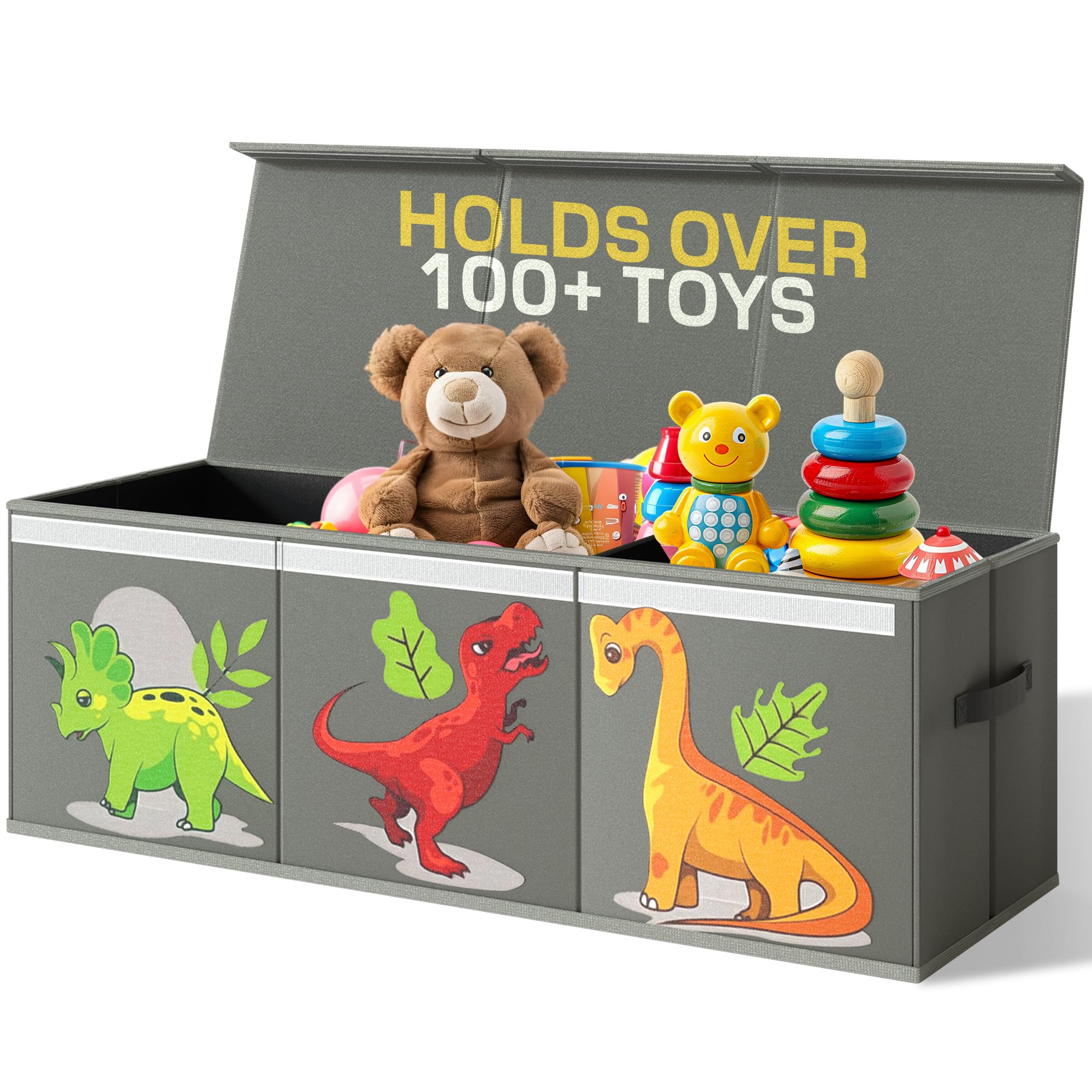 Offsets Extra Large Toy Box 40"x15"x16" Collapsible Dinosaur Toy