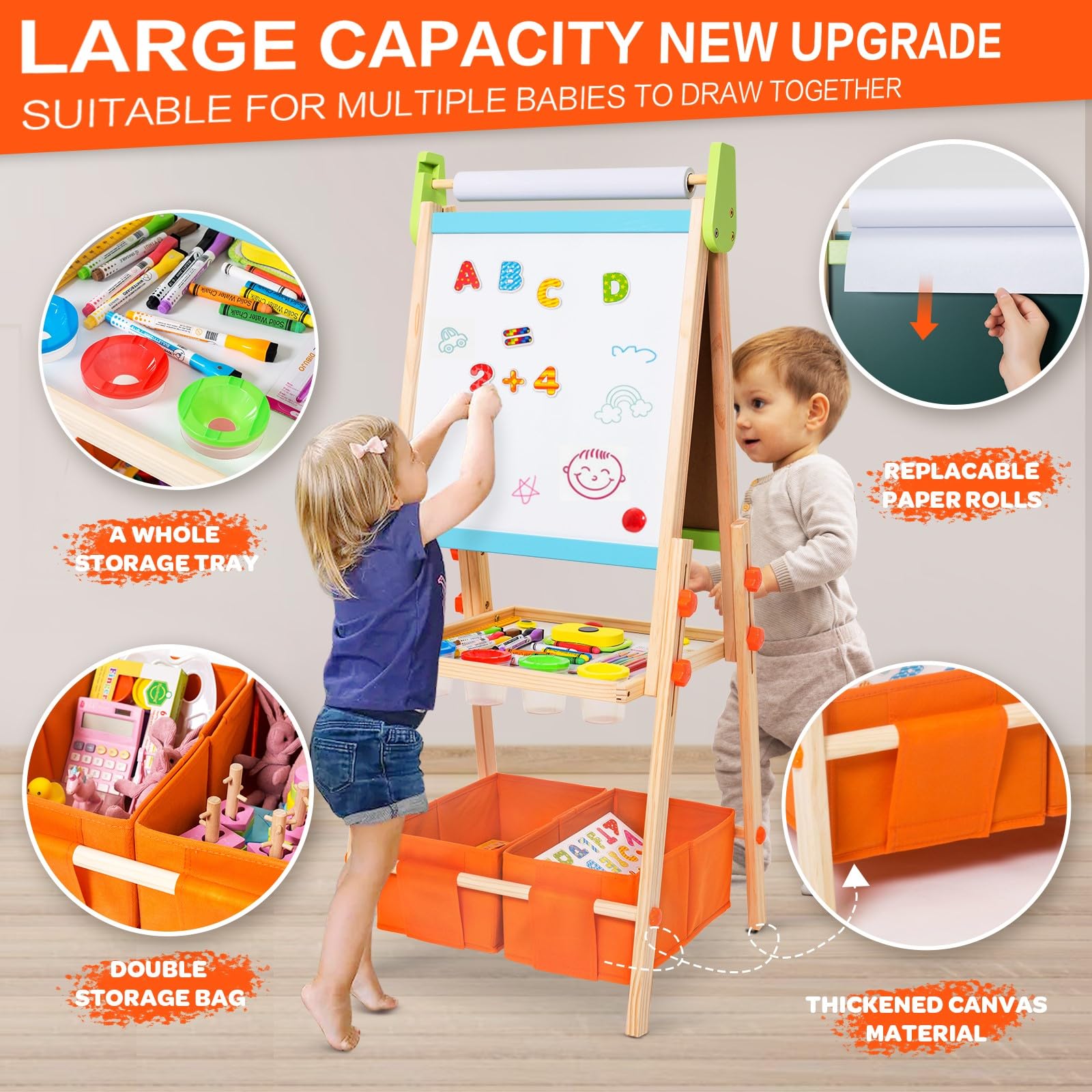 Double Sided Wooden Art Easel for Kids