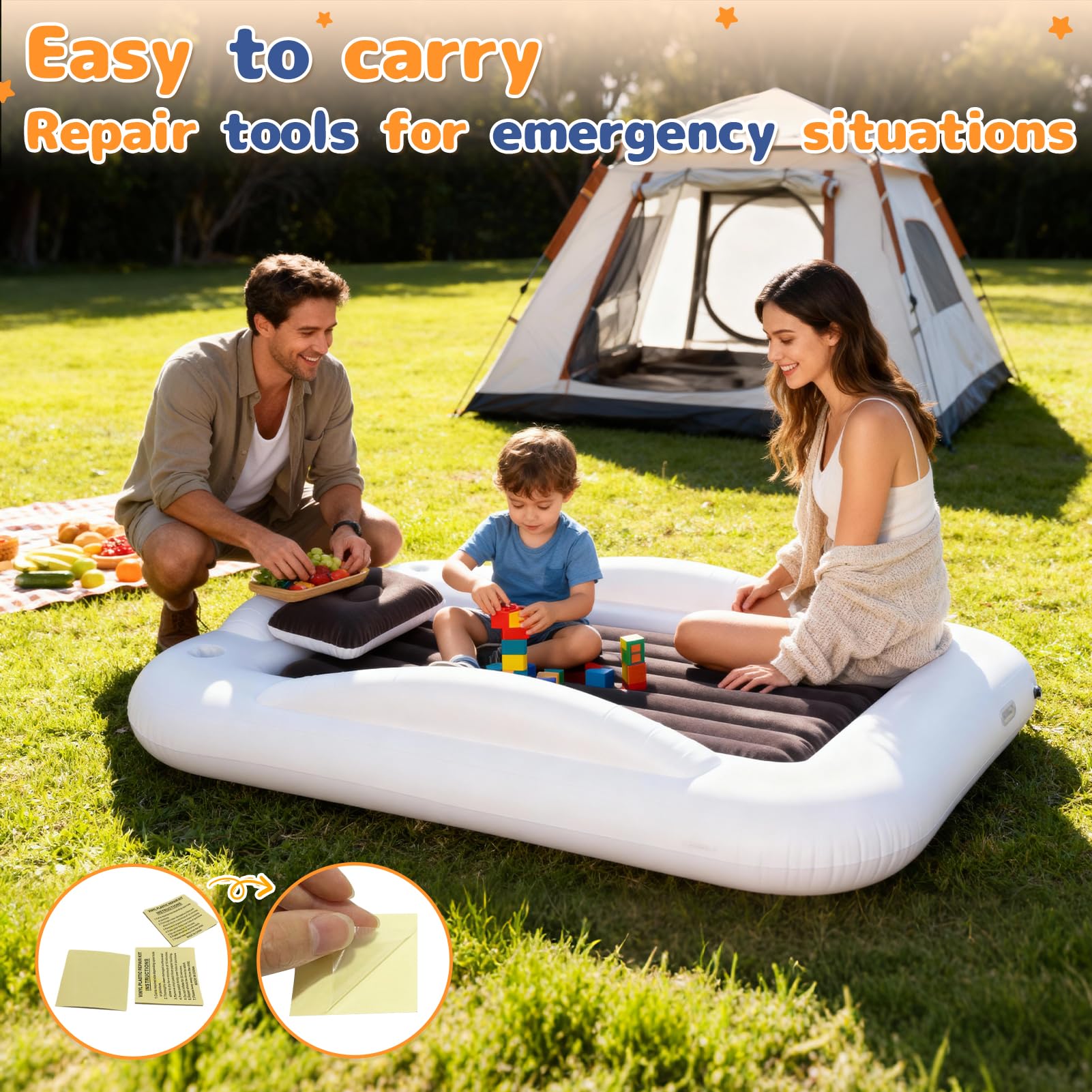 Inflatable Toddler Travel Bed with Safety Bumpers