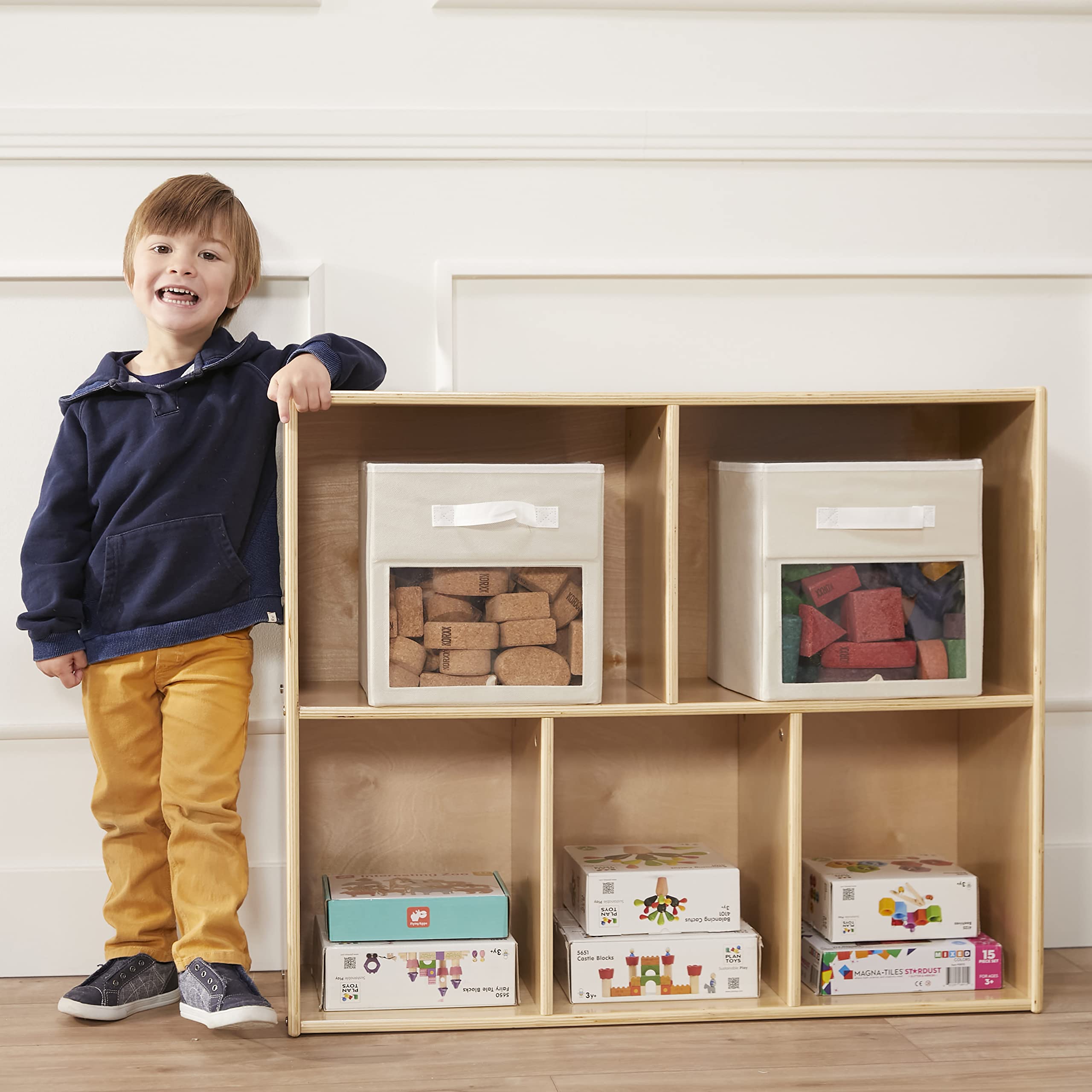 Streamline 5-Compartment Storage Cabinet, 30in, Classroom Furniture, Natural