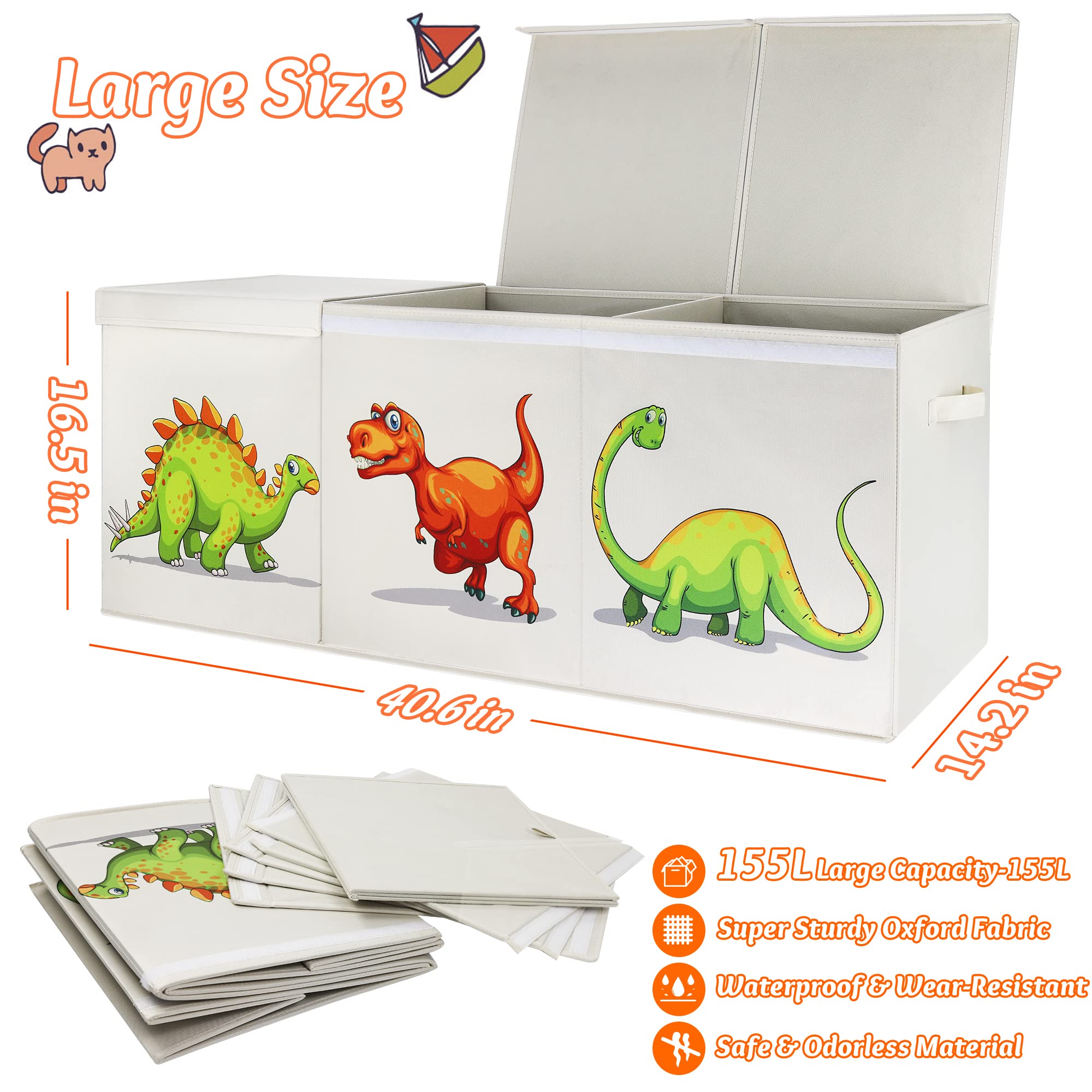 Large Foldable Toy Storage Organizer with Removable Divider
