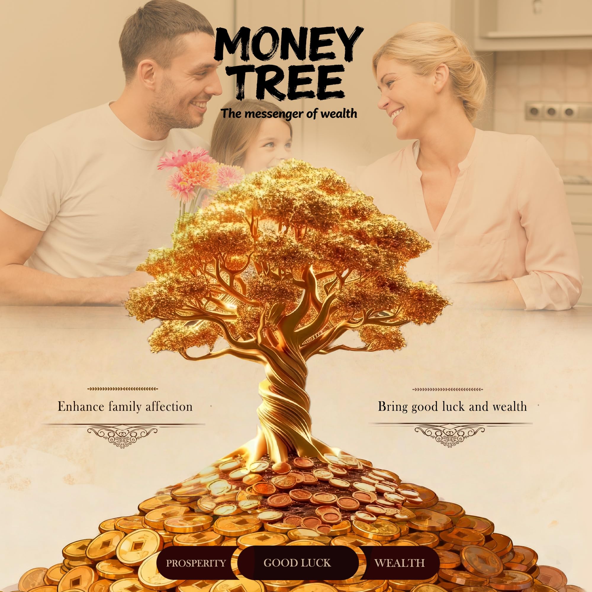 Resin Money Tree Feng Shui Bonsai Decor