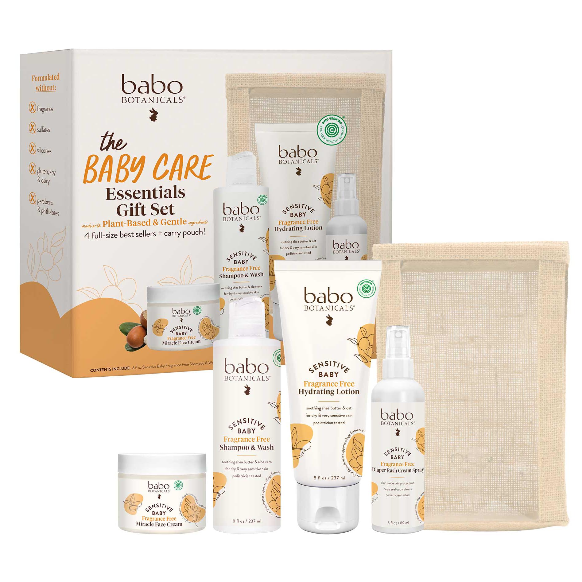 Baby Care Essentials Gift Set - Skincare, Bath & Diaper - For Delicate Skin