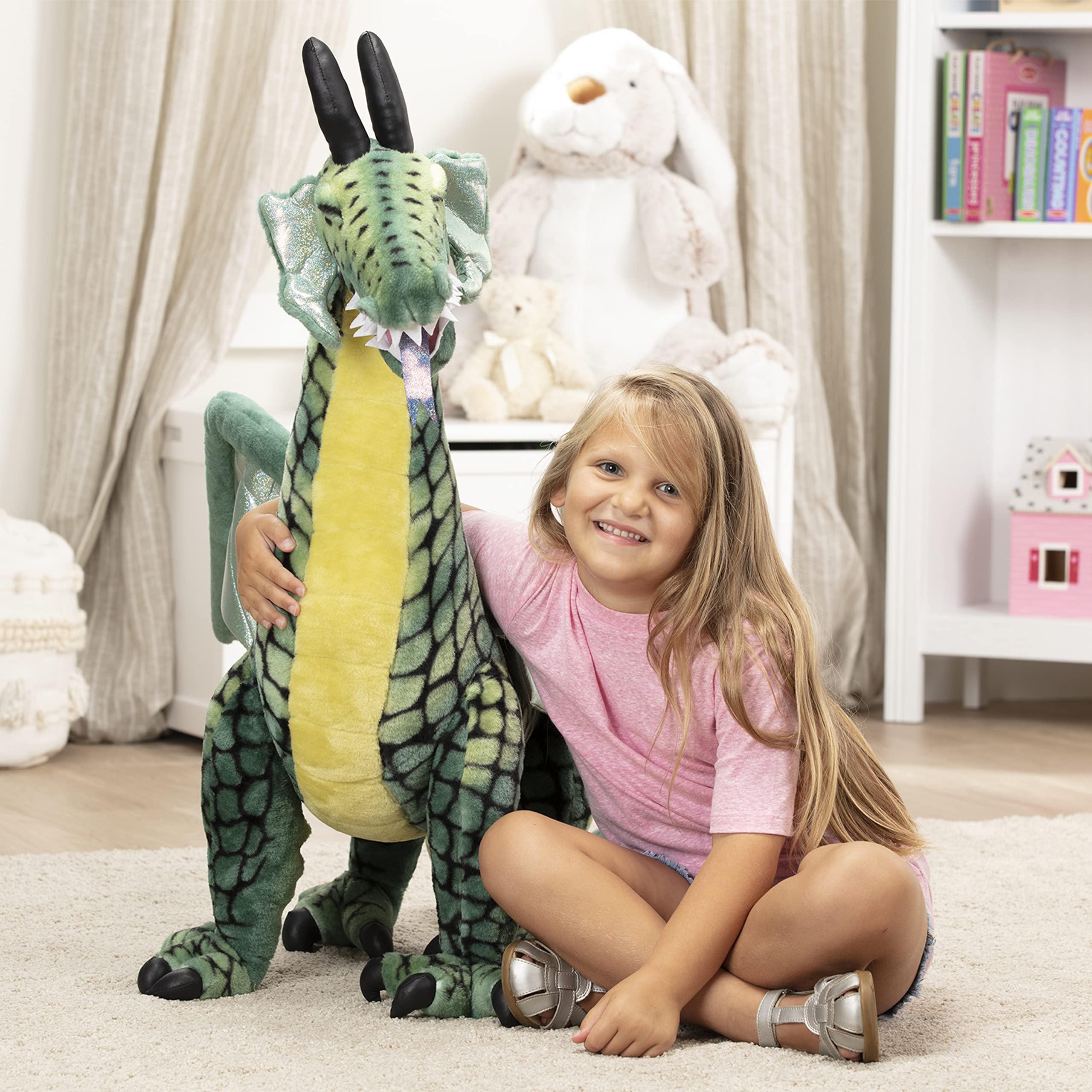Lifelike Plush Giant Winged Dragon Stuffed Animal (36 x 40.5 x 16 in)