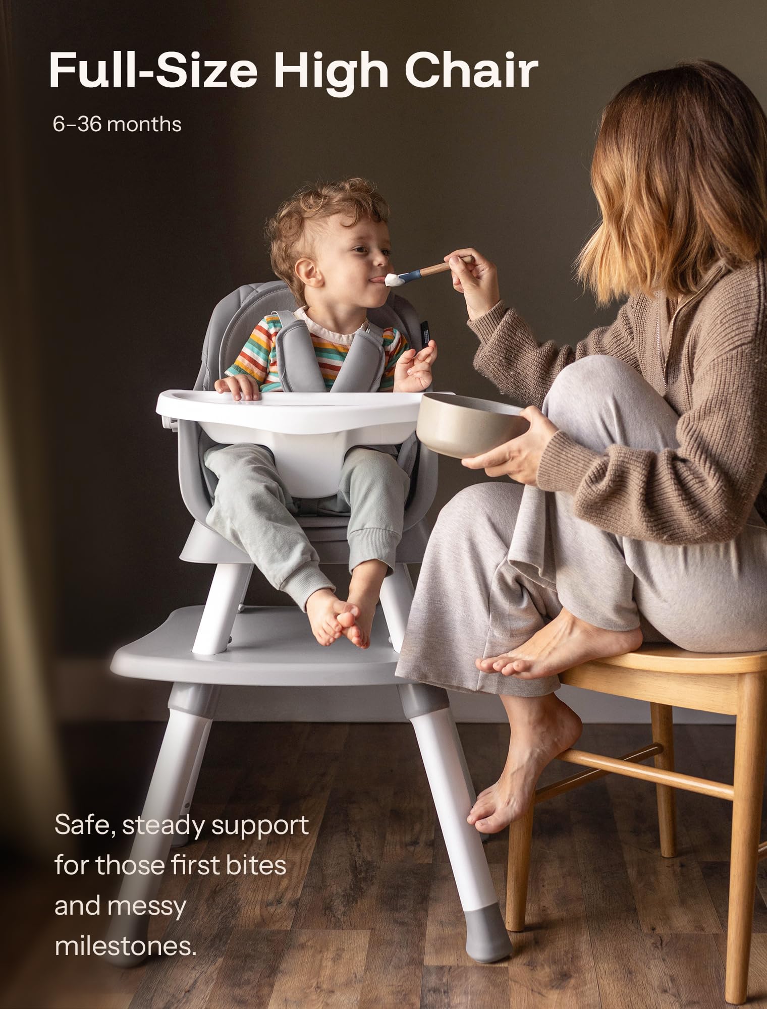 6-in-1 Convertible Baby High Chair with Removable Tray and Adjustable Seat