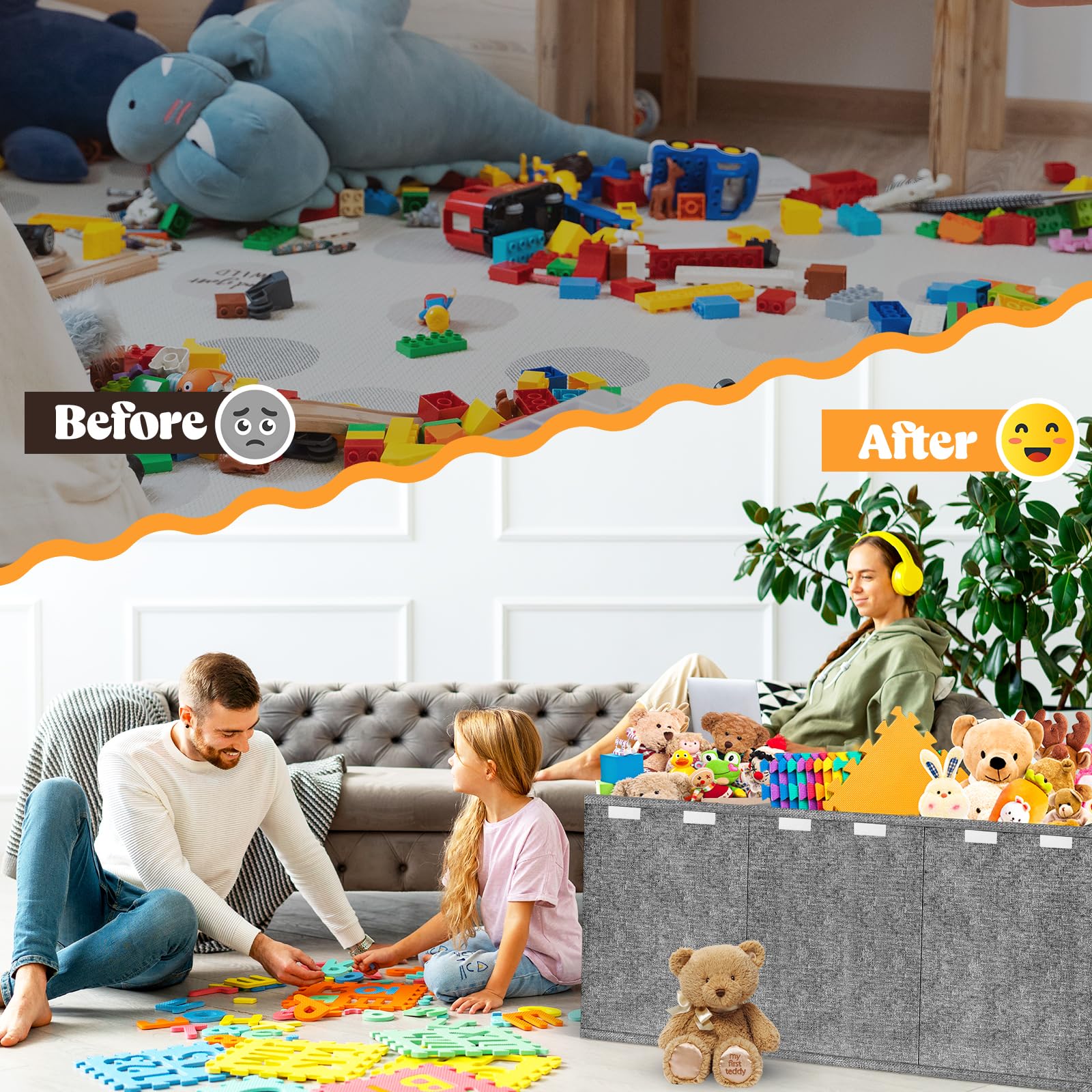 Extra Large Toy Storage Box with Lids