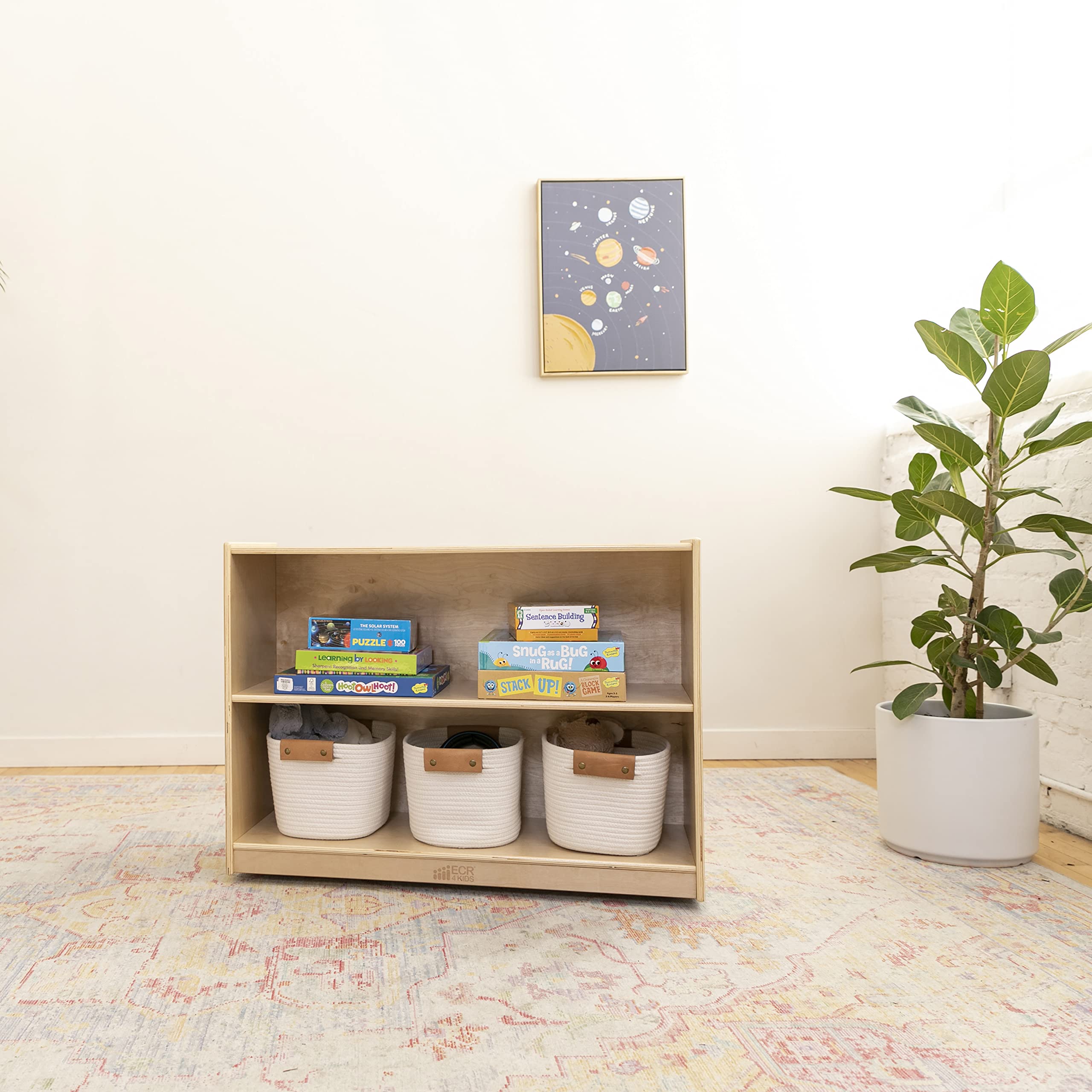 2-Shelf Mobile Storage Cabinet for Classroom