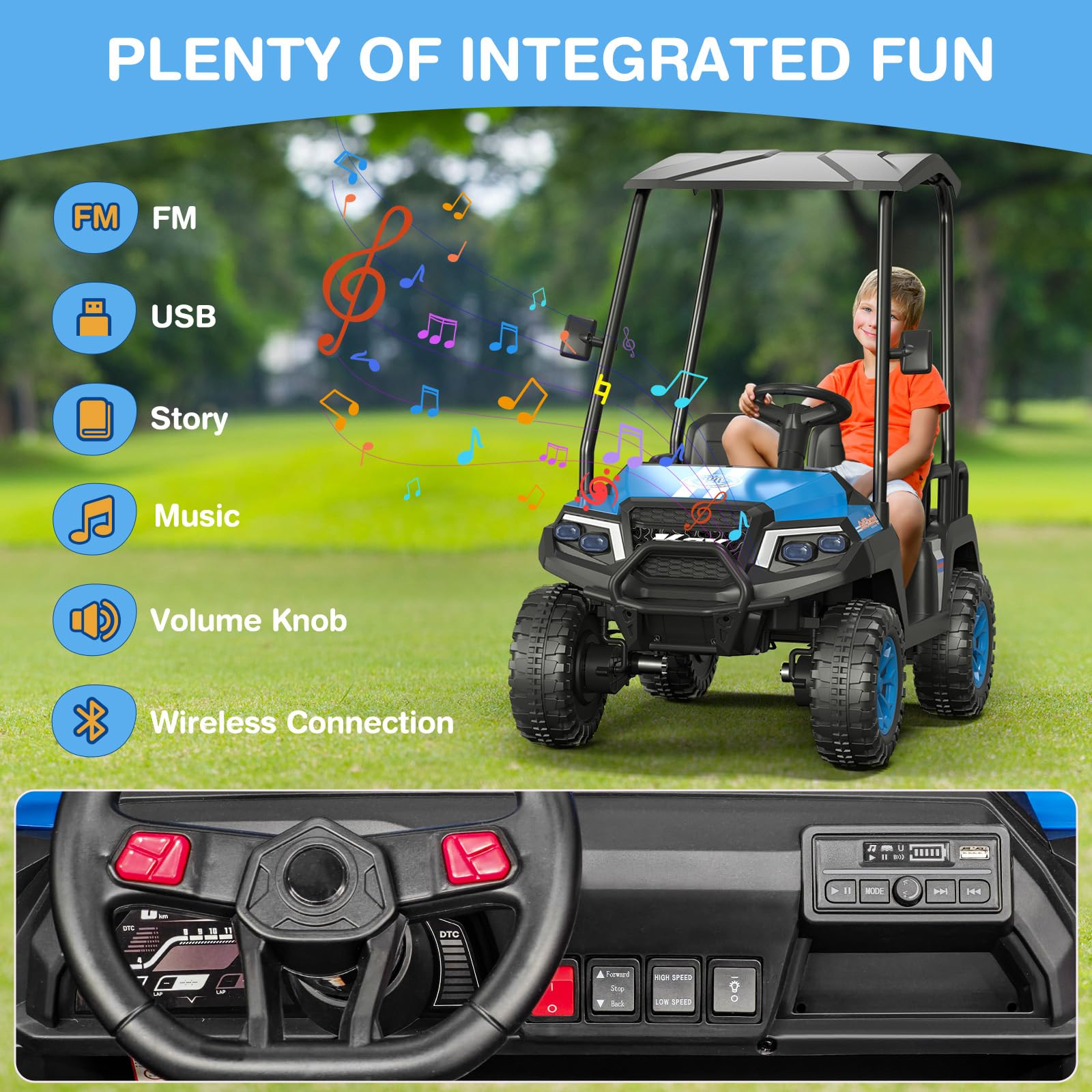 4-Seater Kids Electric Golf Cart 24V Ride On Car with Remote Control