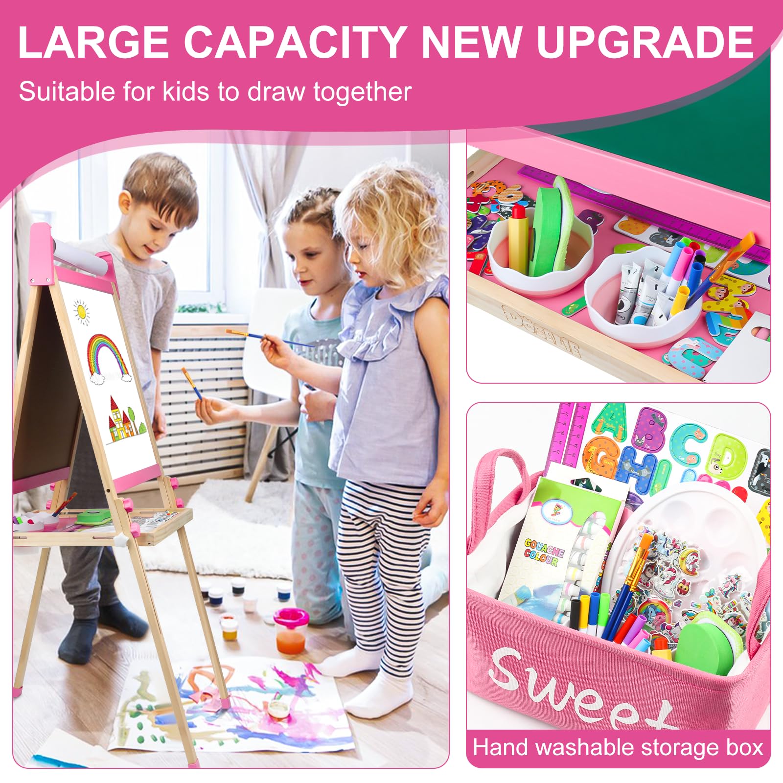 Adjustable Wooden Art Easel for Kids