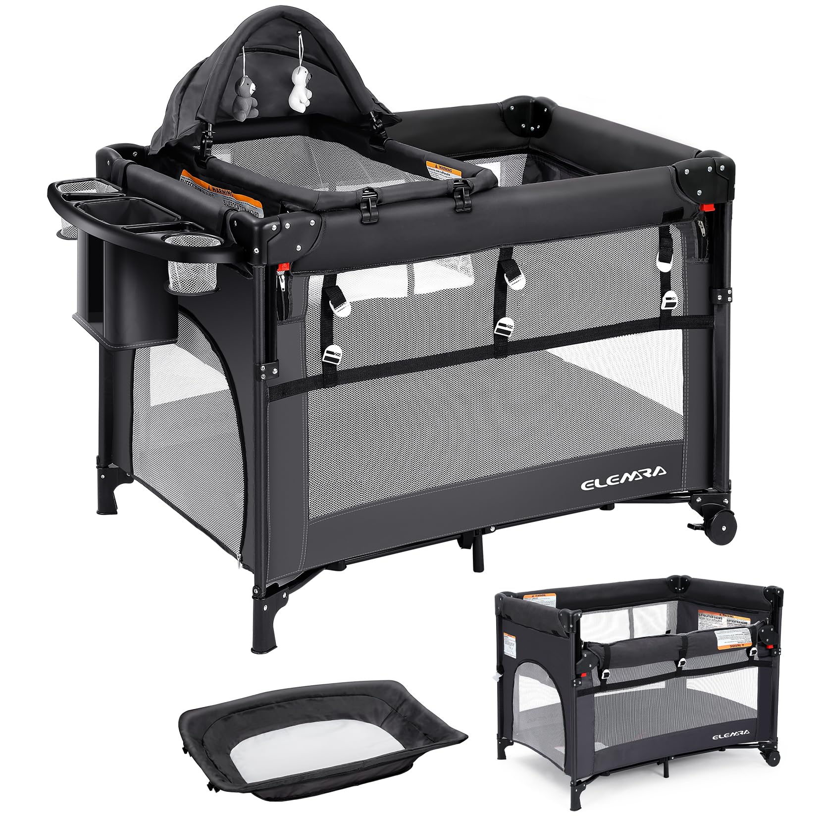 5-in-1 Adjustable Baby Bedside Bassinet with Changing Table