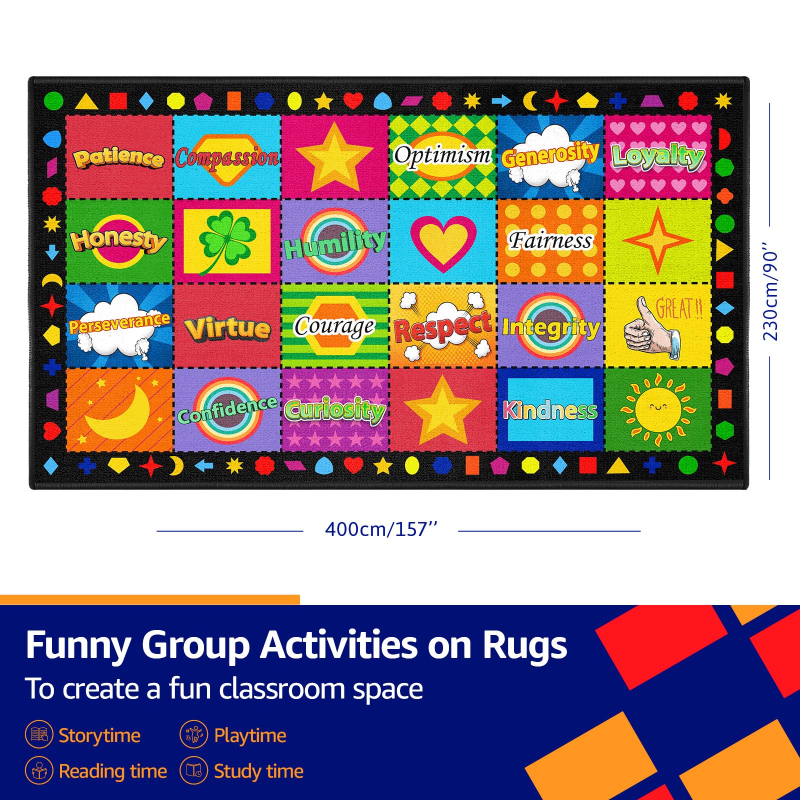 Corlorful Classroom Rug 7'5"x13' Educational Encourage Classroom Carpet