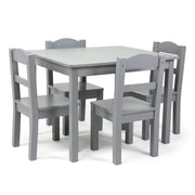 Kids Wooden Table and 4 Chairs Set, Grey - Kids Table and Chair Set