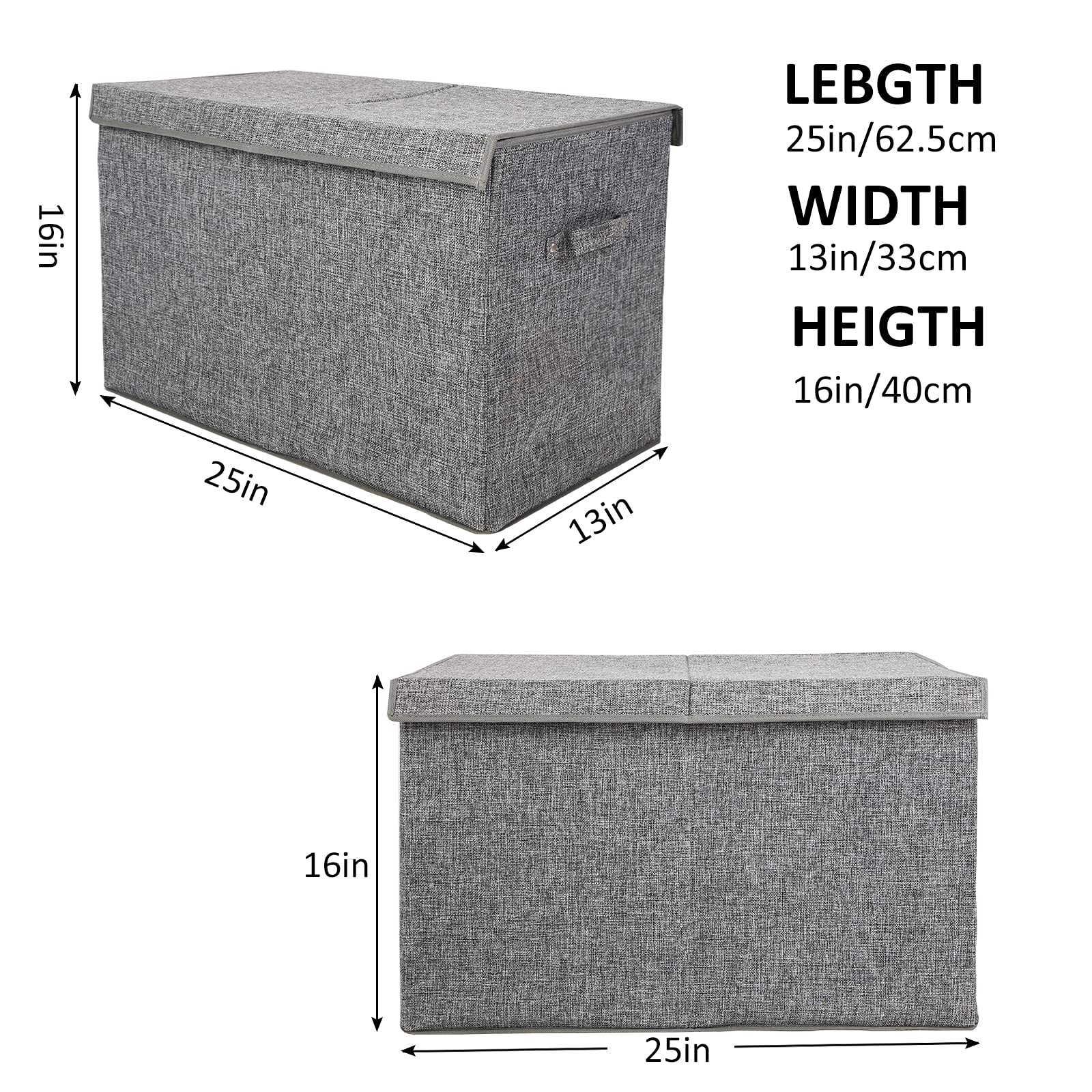 Large Toy Box Chest with Lid, Collapsible Sturdy Toy Storage Organize