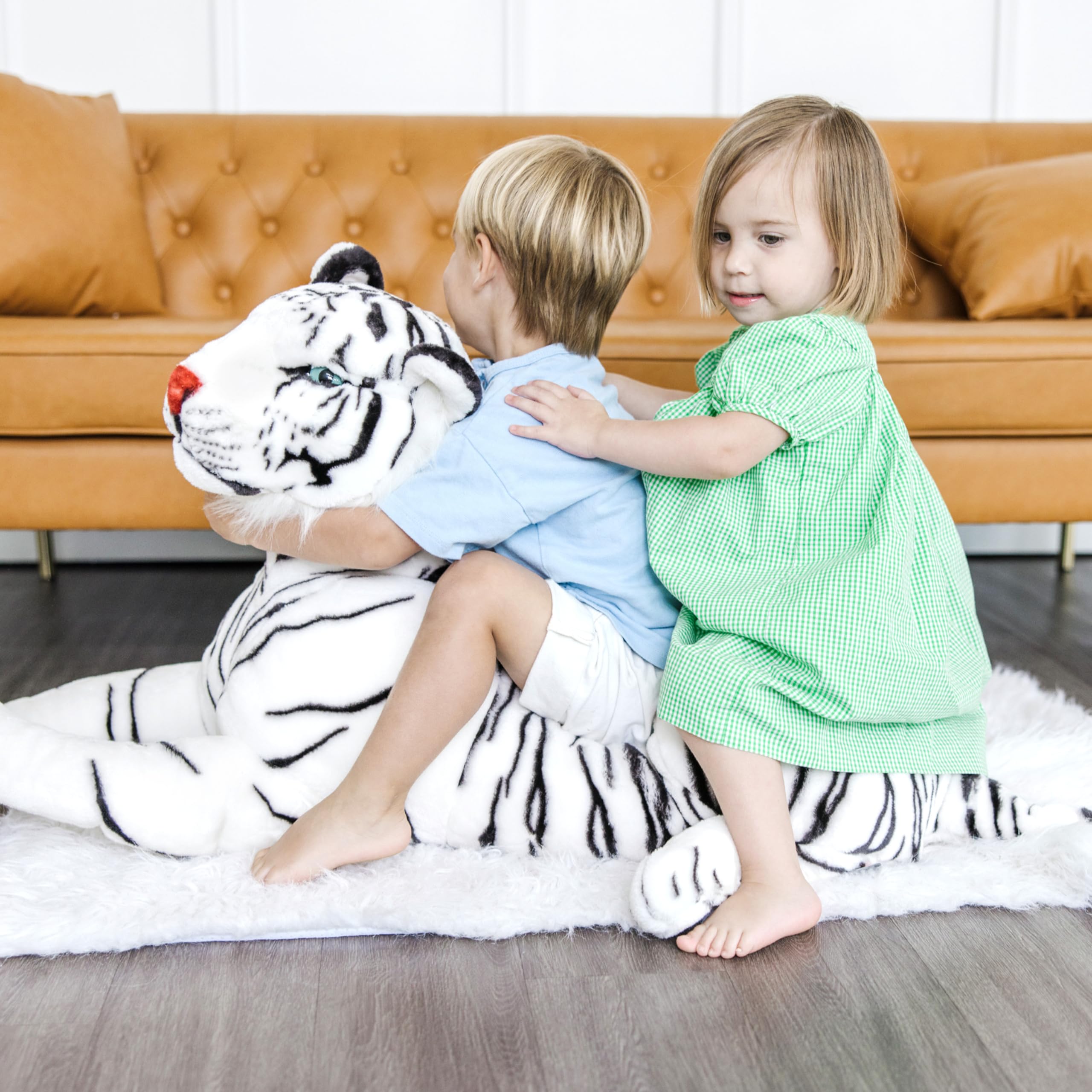 Giant Siberian White Tiger - Lifelike Stuffed Animal (Over 5 feet Long)