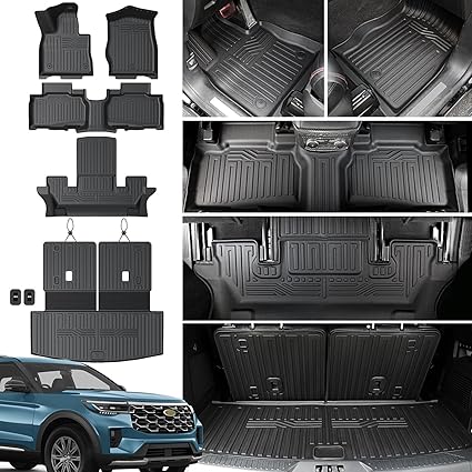 Floor Mats for 2020-2024 2025 Ford Explorer 7 Seats Bench Seat Car
