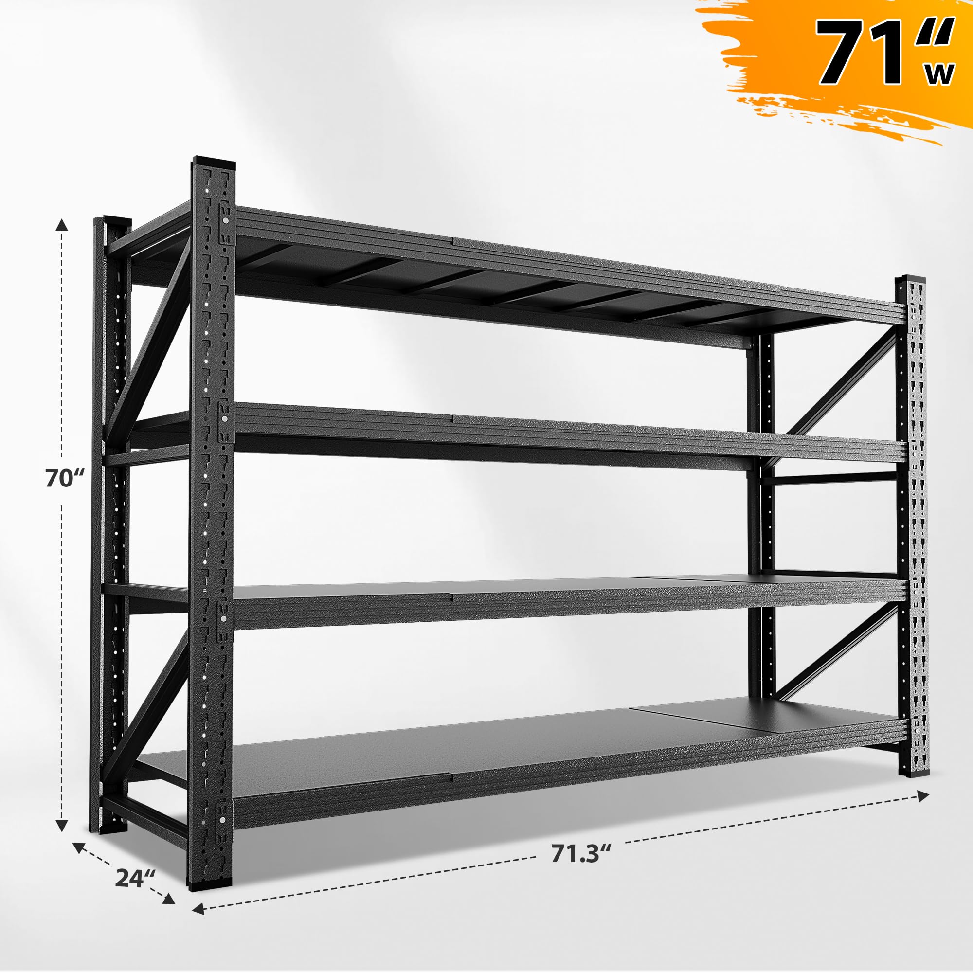 Heavy Duty Garage Storage Shelving Unit 4-Tier Adjustable Metal Shelves