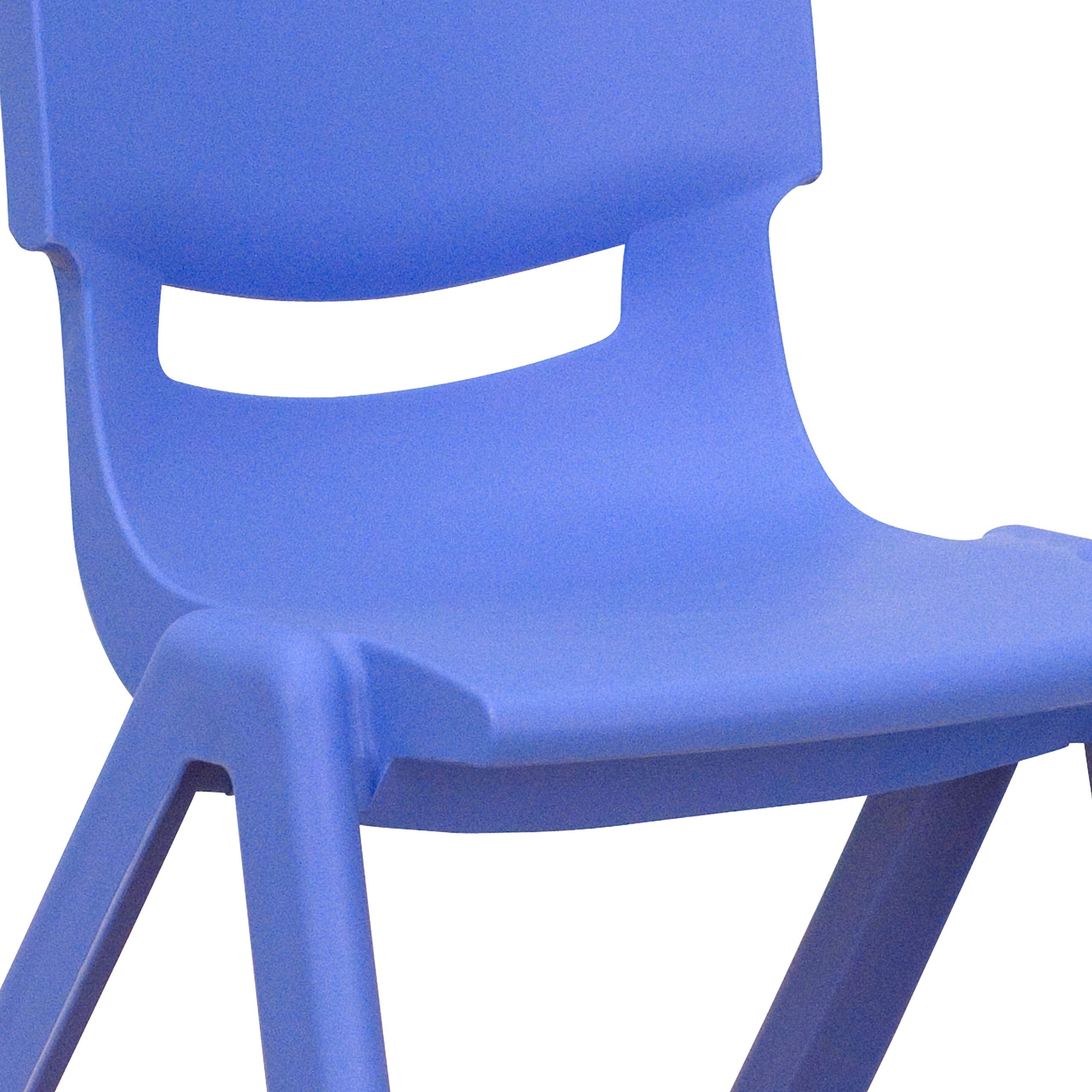 4 Pack Blue Plastic Stackable School Chair with 10.5" H Seat, Preschool Chair