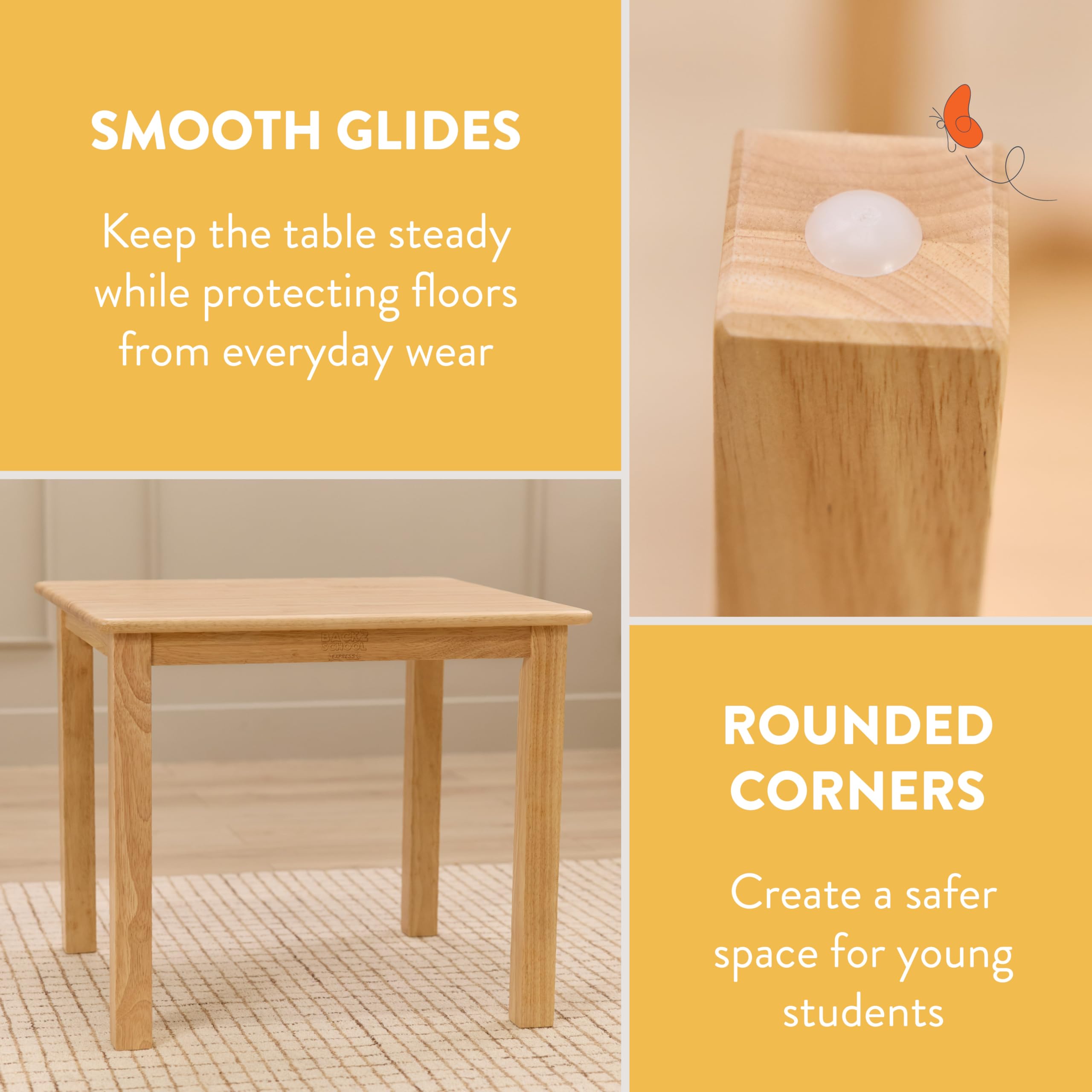 Square Kids Wood Table 24x24 Natural Finish
