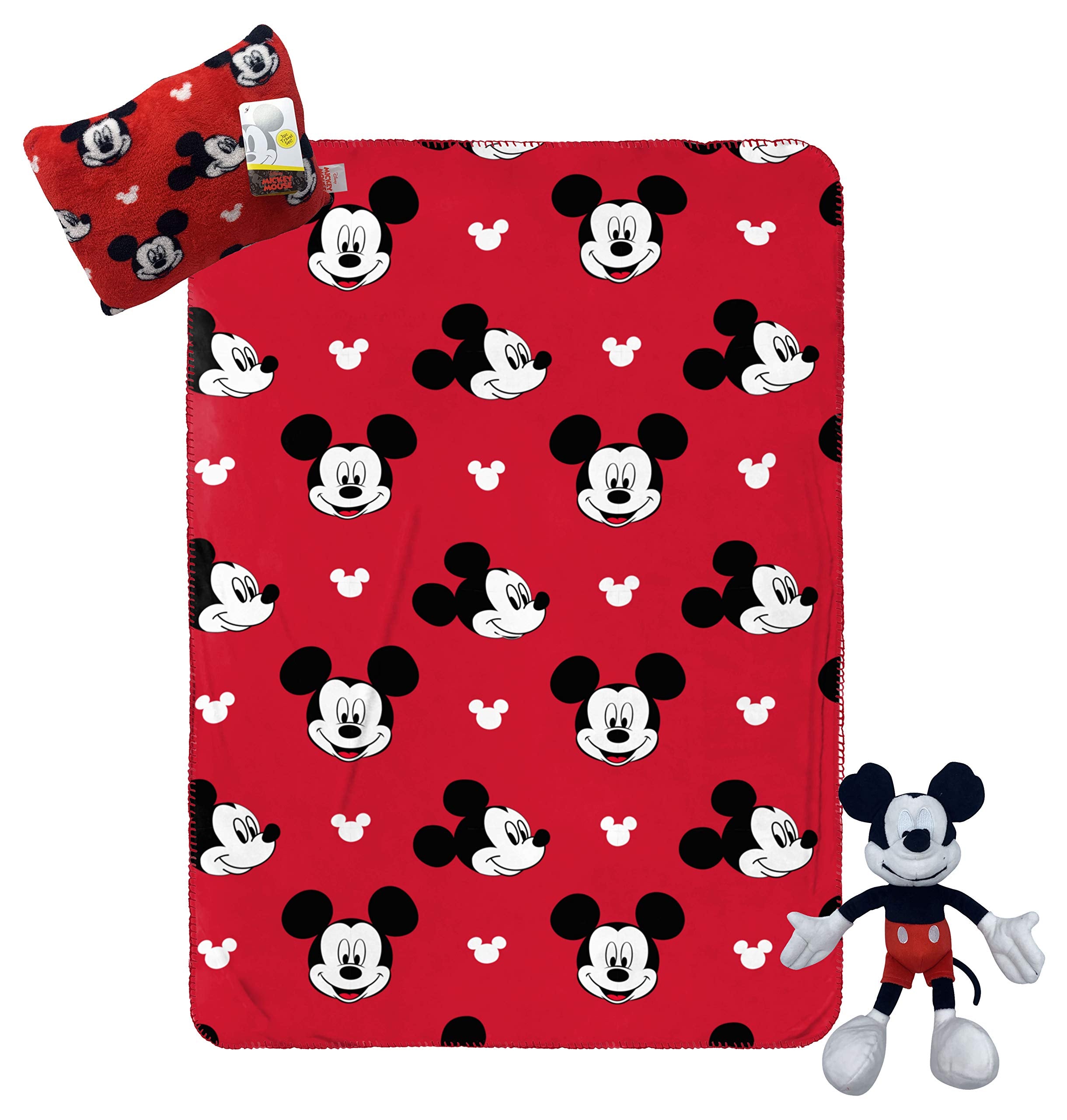 Disney Mickey Mouse Travel Set - 3 Piece Kids Travel Set includes Blanket