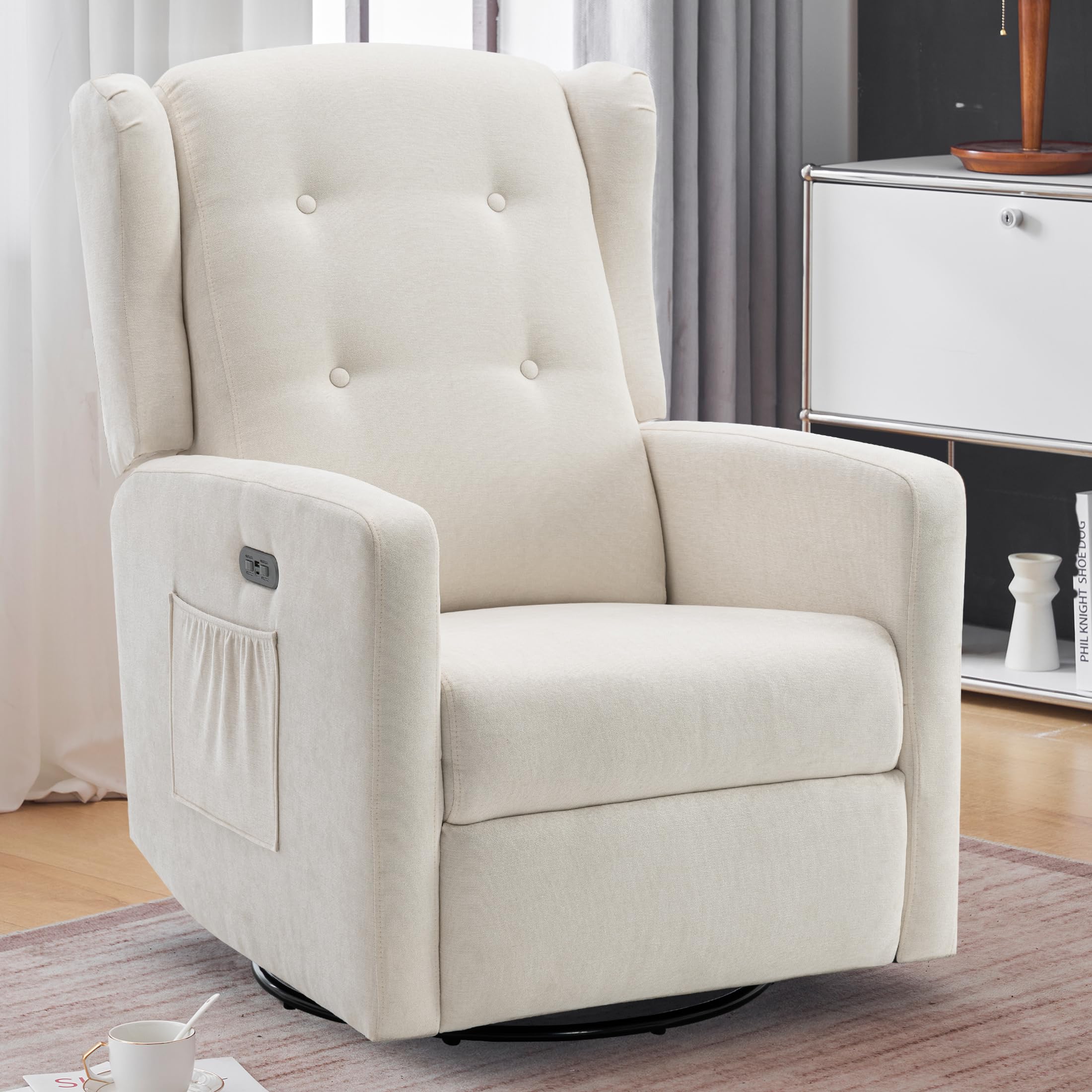 Power Swivel Rocking Recliner Chair with USB Charging Ports