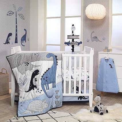 Safari Gray/Tan/White Nursery 6-Piece Baby Crib Bedding Set